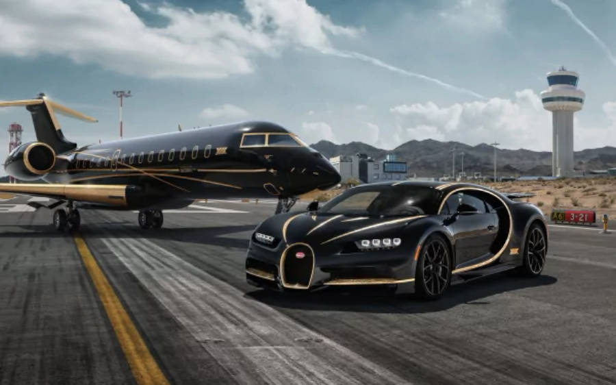 Зашеметяващ черен Bugatti Chiron в 4K резолюция Тапет