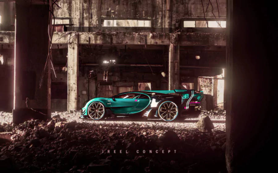 Зелен Bugatti Chiron 4K Тапет
