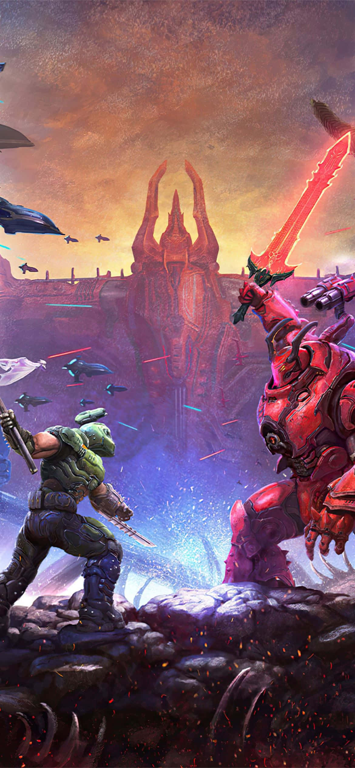 Изгуби се в света на епическата игра Doom Eternal на твои iPhone. Тапет
