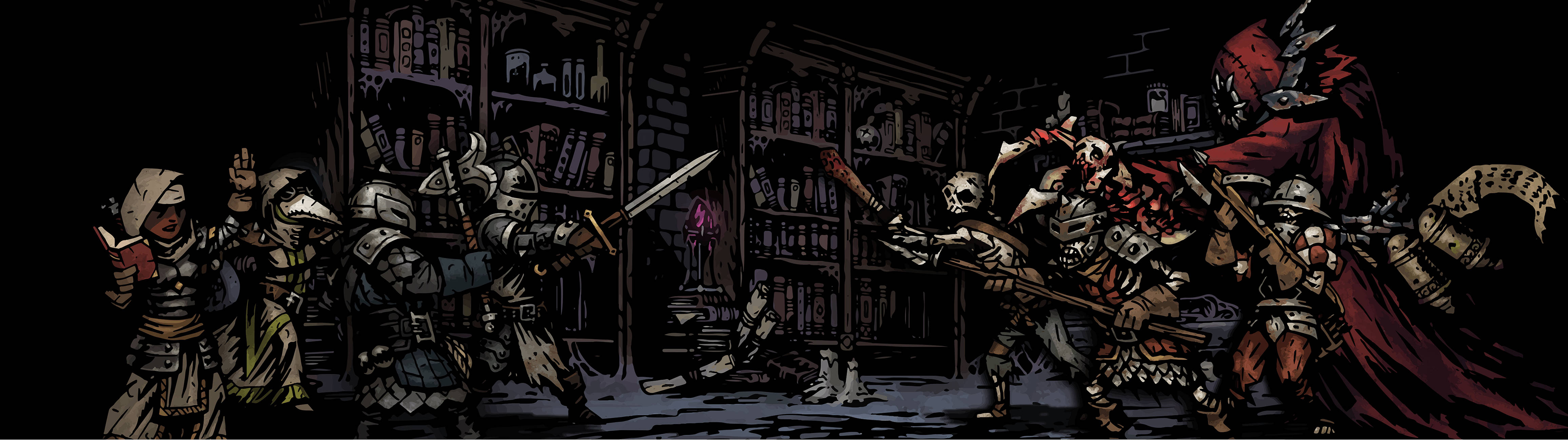 Изживей Darkest Dungeon с двойна мониторна настройка Тапет