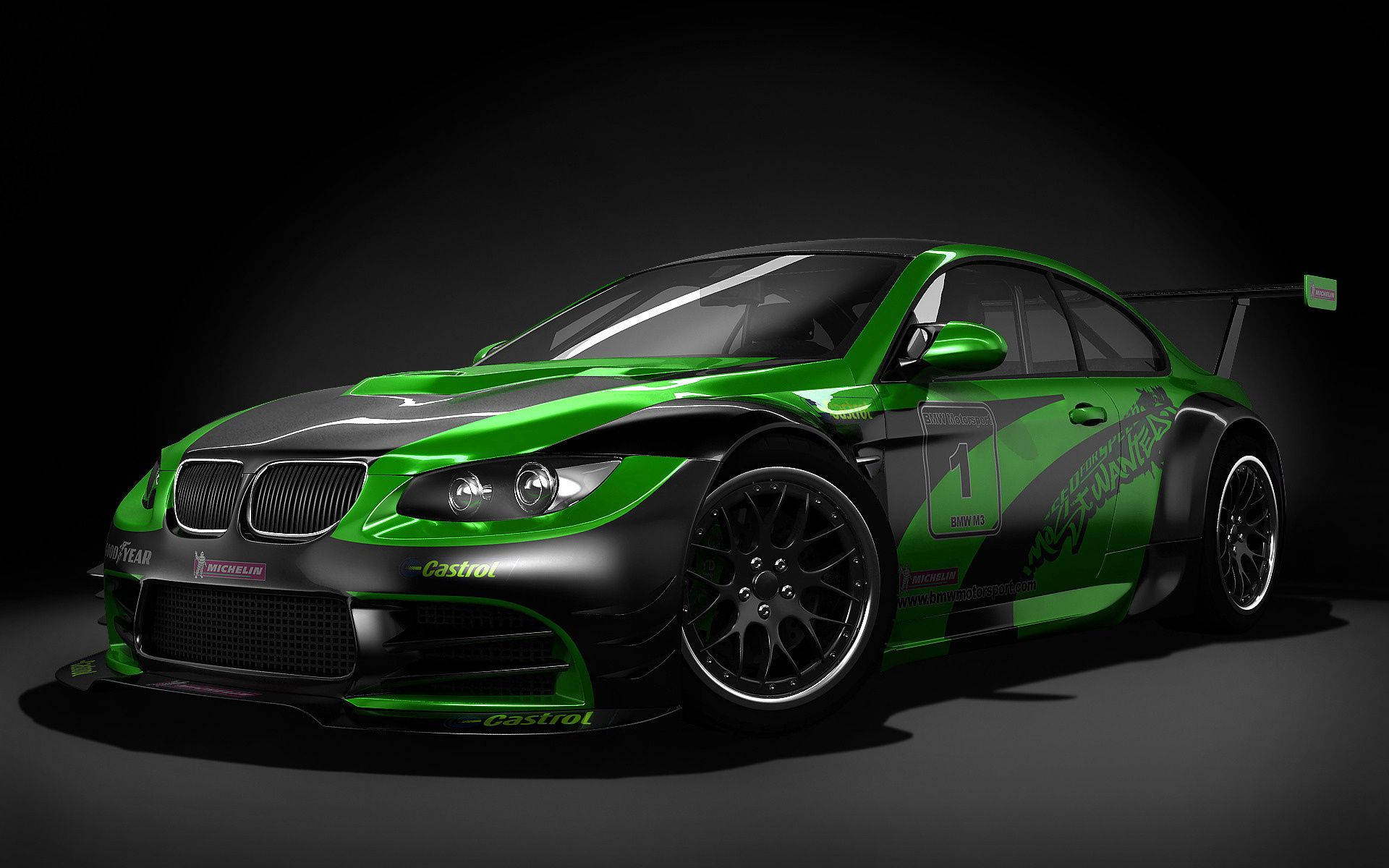 Зелено и черно BMW M3 спортно кола в черна стая тапет