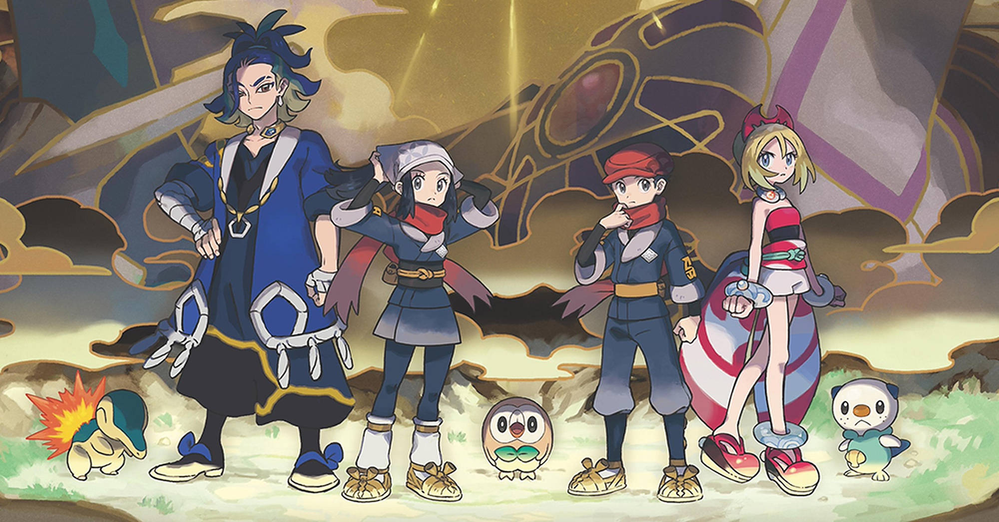 Измислени герои от Pokemon Legends Arceus Тапет