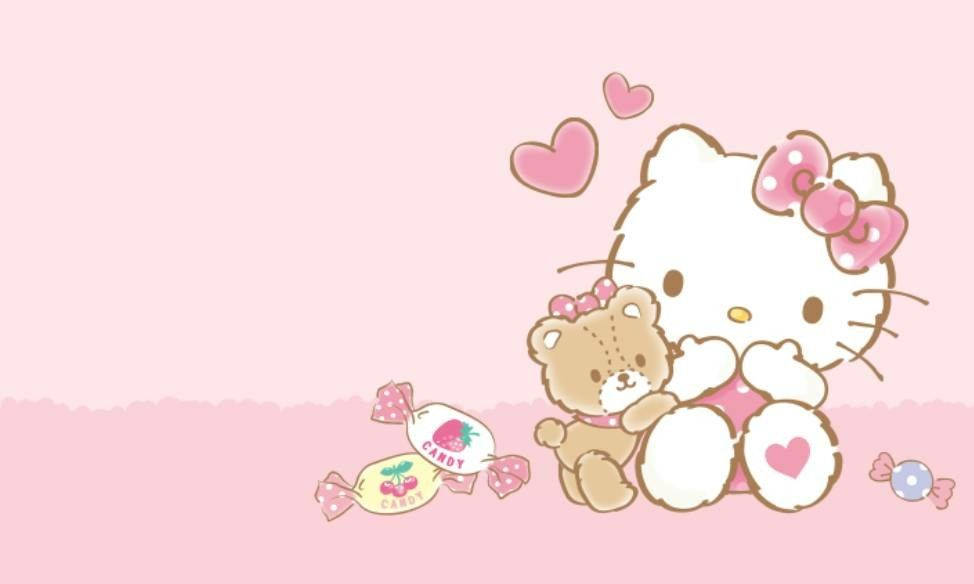 Изпращане на целувка Hello Kitty Естетика Тапет