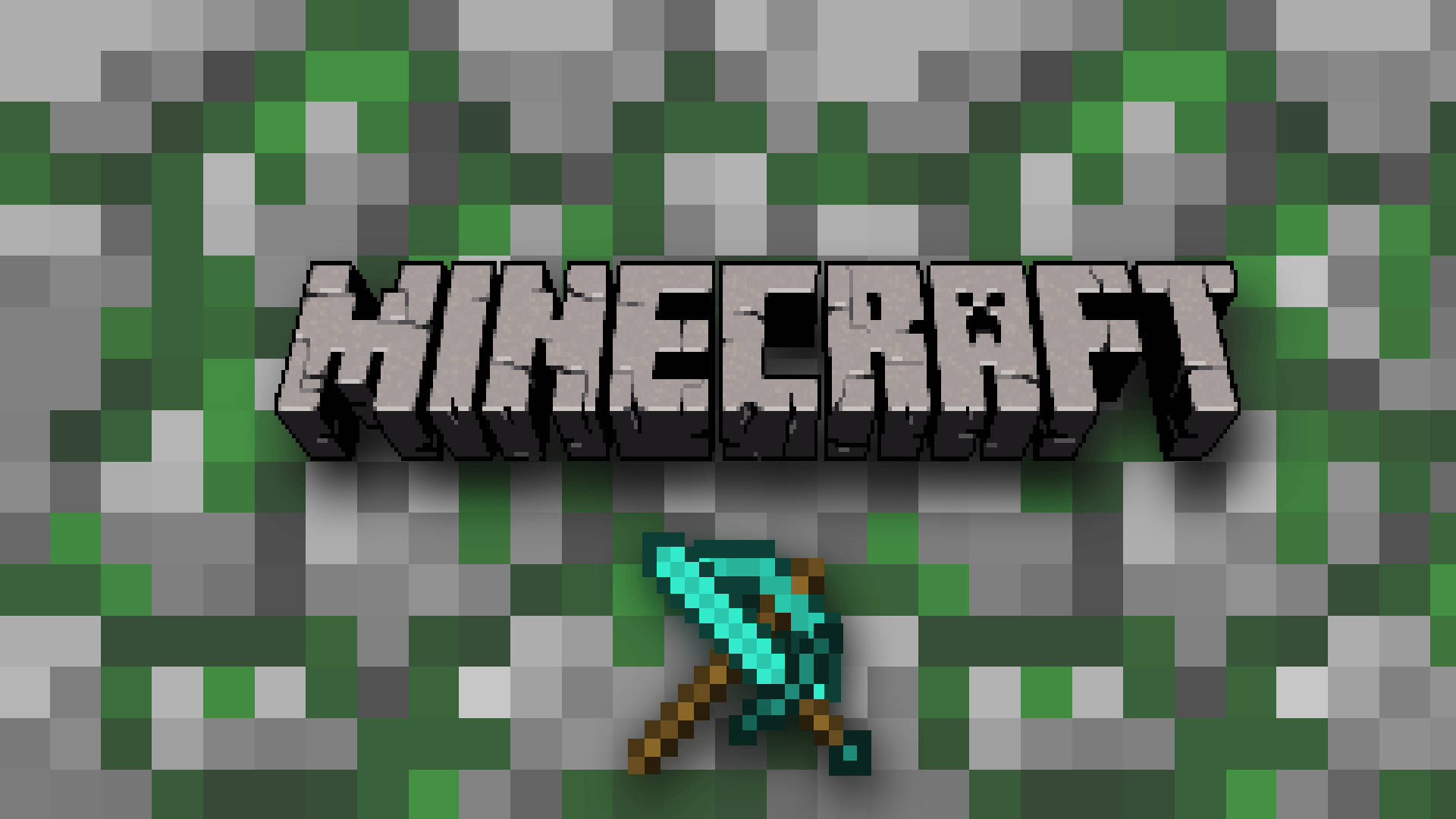 Minecraft Text Logo And Sword Pickaxe тапет