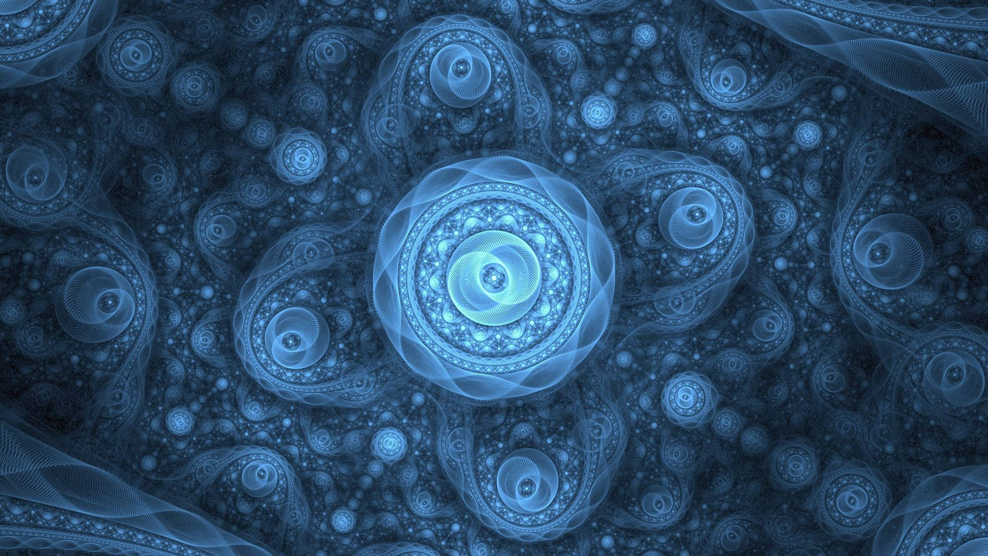 Готини сини тапети с абстрактни шарки, цветя и линейни изкуства.
