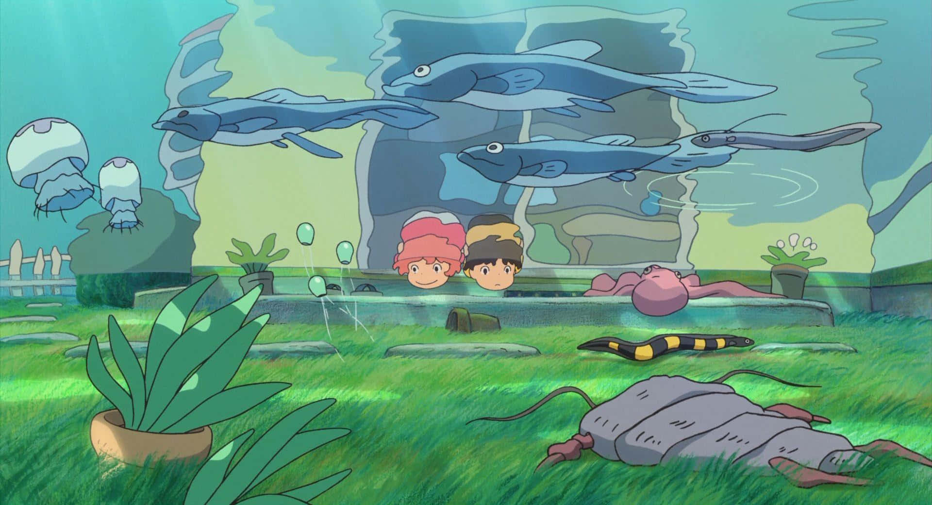 Изследвайте причудливия свят на Естетична Ghibli! Тапет