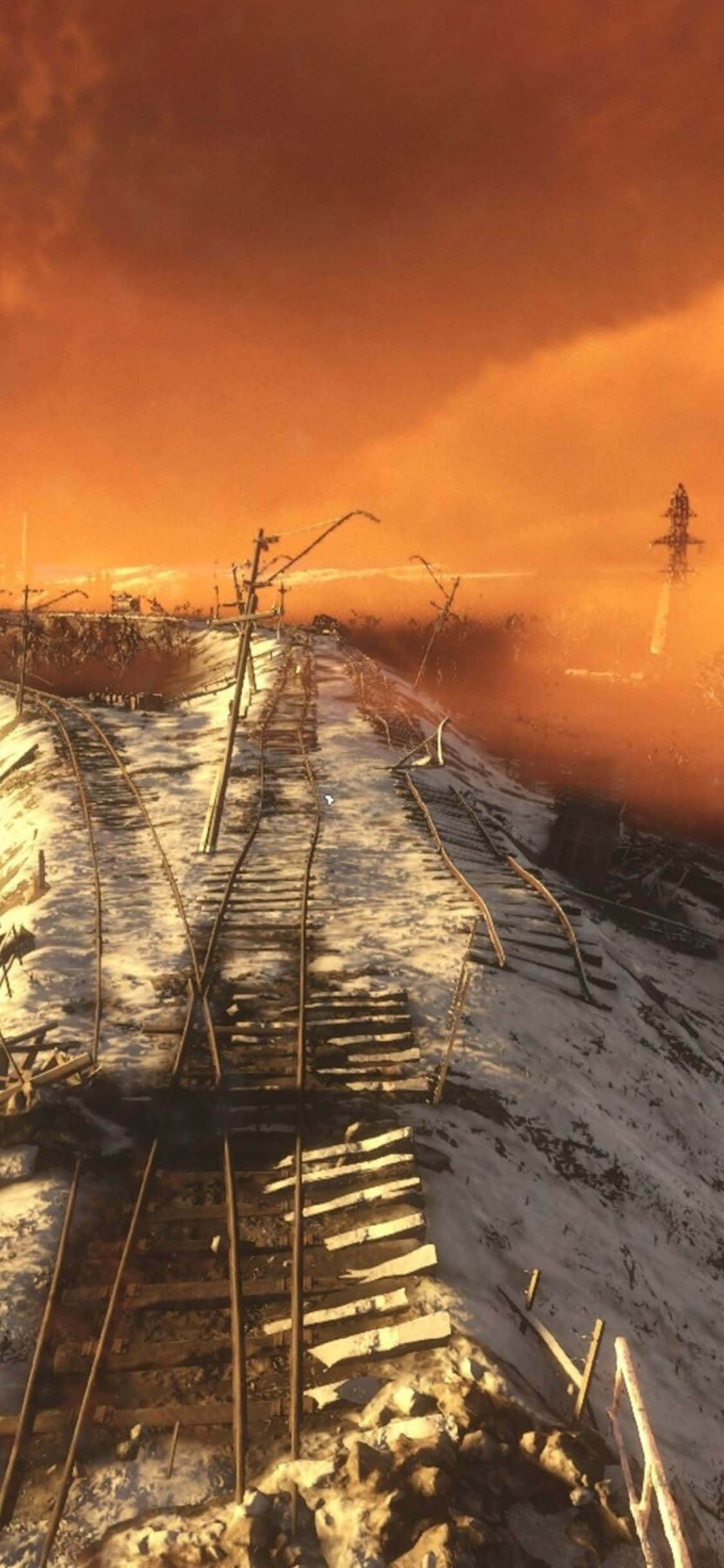 Изследвайте сурови пейзажи на пост-апокалиптична Москва в Metro Exodus на iPhone X. Тапет