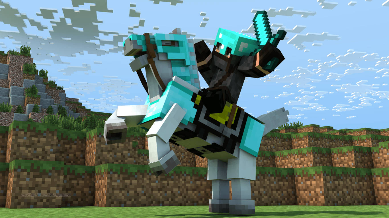 3D тапет Minecraft брониран рицар нинджа