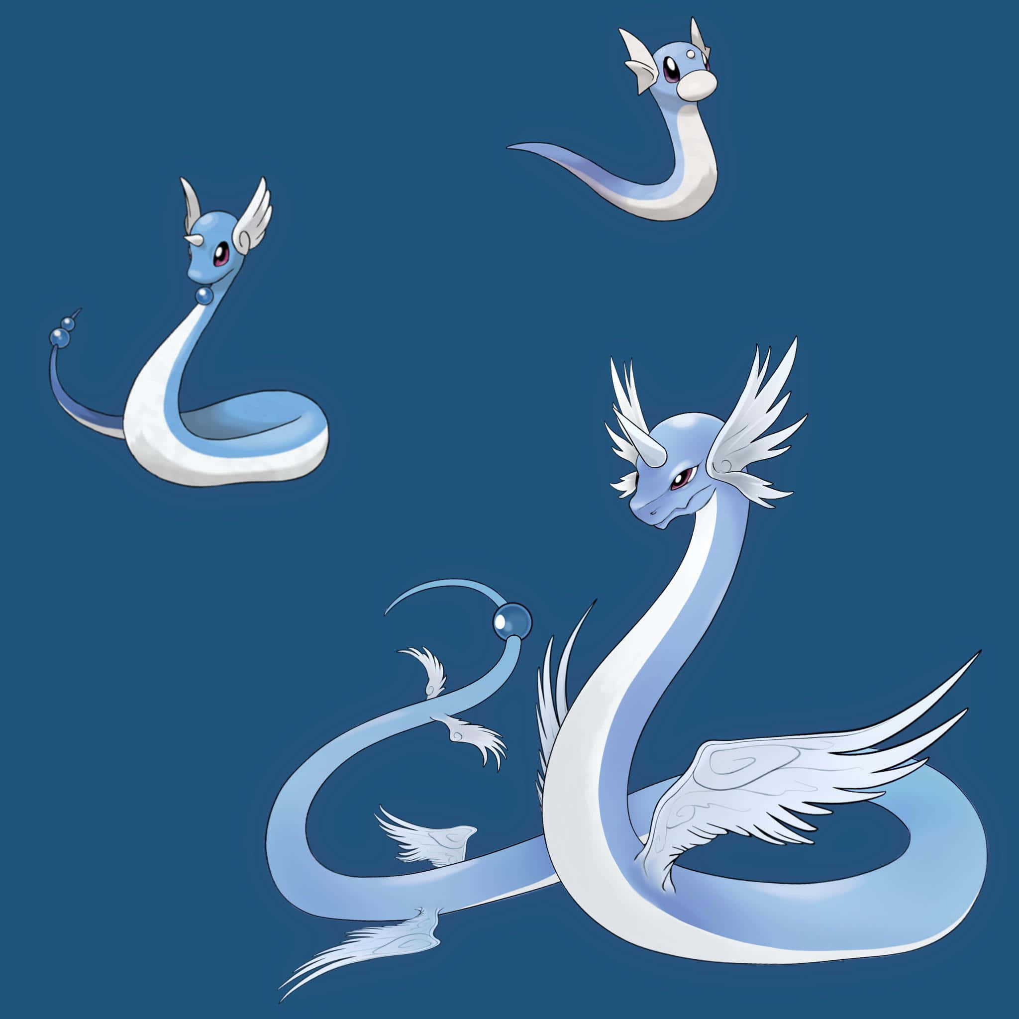 Илюстрация на Драгонер и Дратини със син фон Тапет