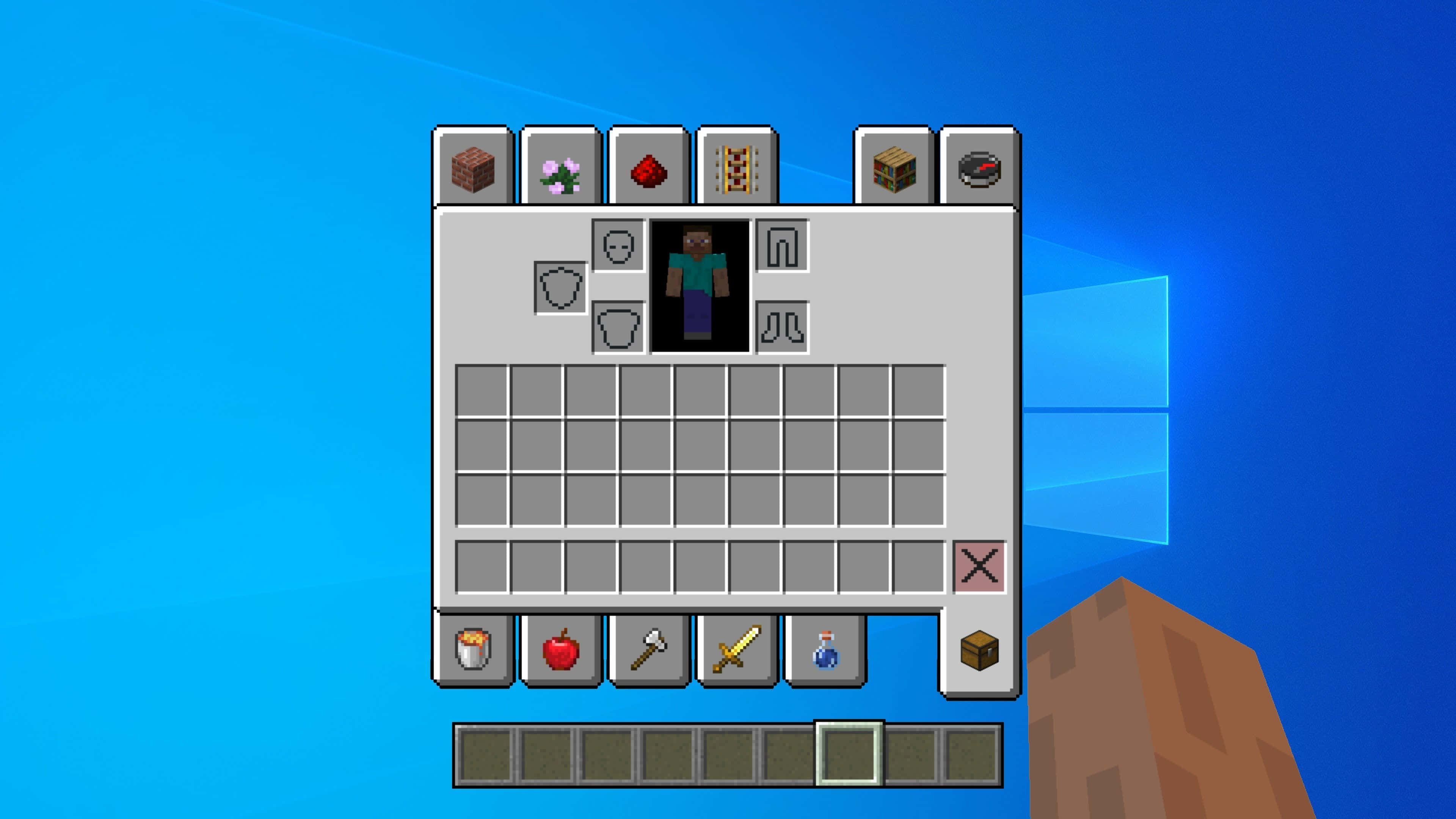 Инвентар на Minecraft с ръката на Стив Тапет