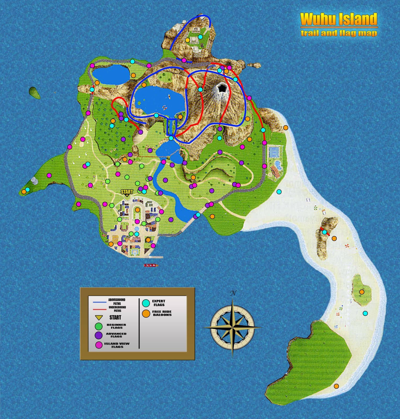 Карта на играта за остров Вуху от Wii Sports Resort Тапет