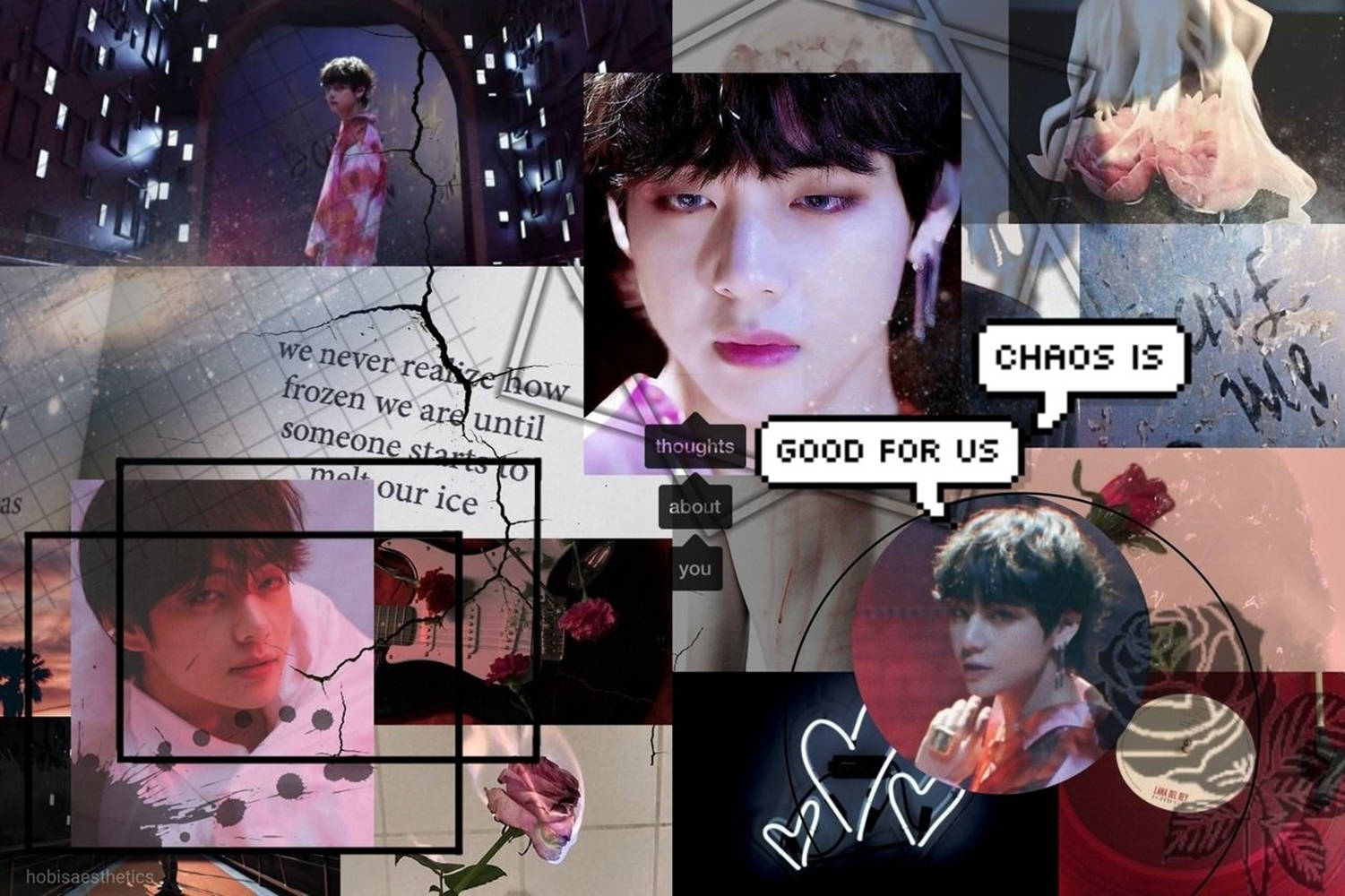 Ким Те Хьонг Естетично Момче от Ерата Boy With Luv Тапет