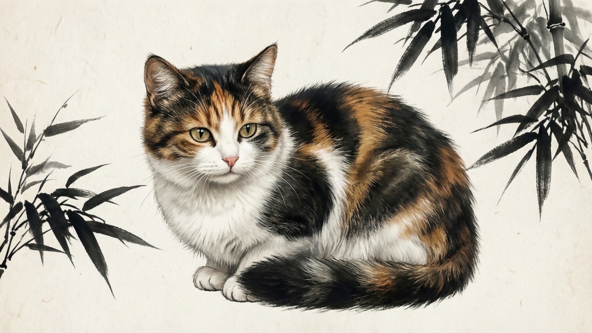 Китайска мастилна котка Тапет