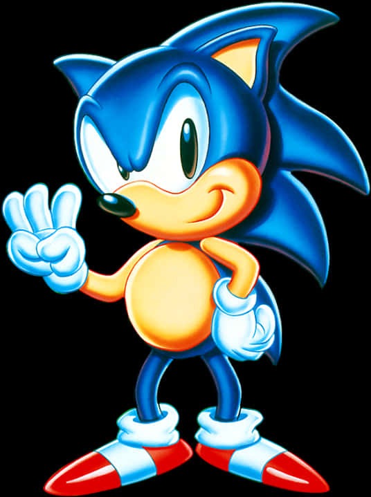 Класическият Sonic с мирния знак Тапет