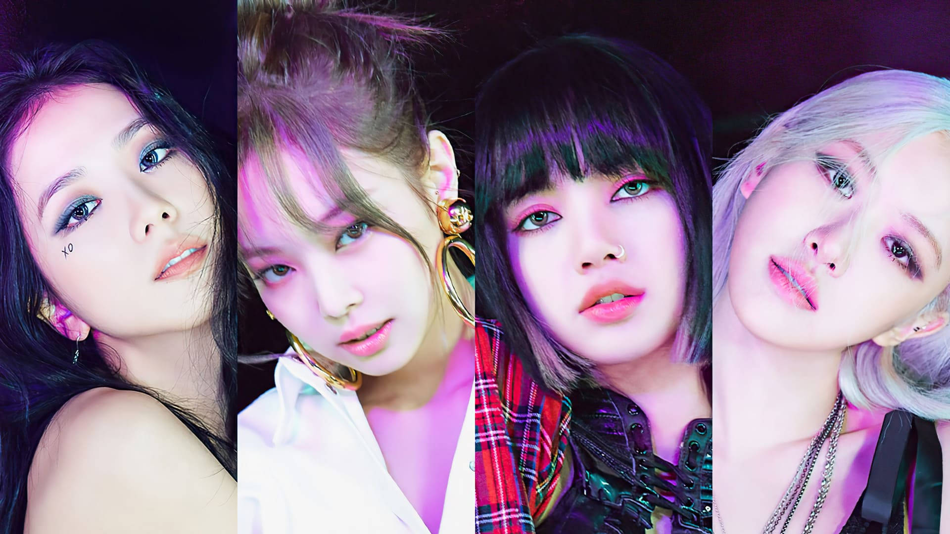 Колаж с близки планове на Blackpink за десктоп Тапет