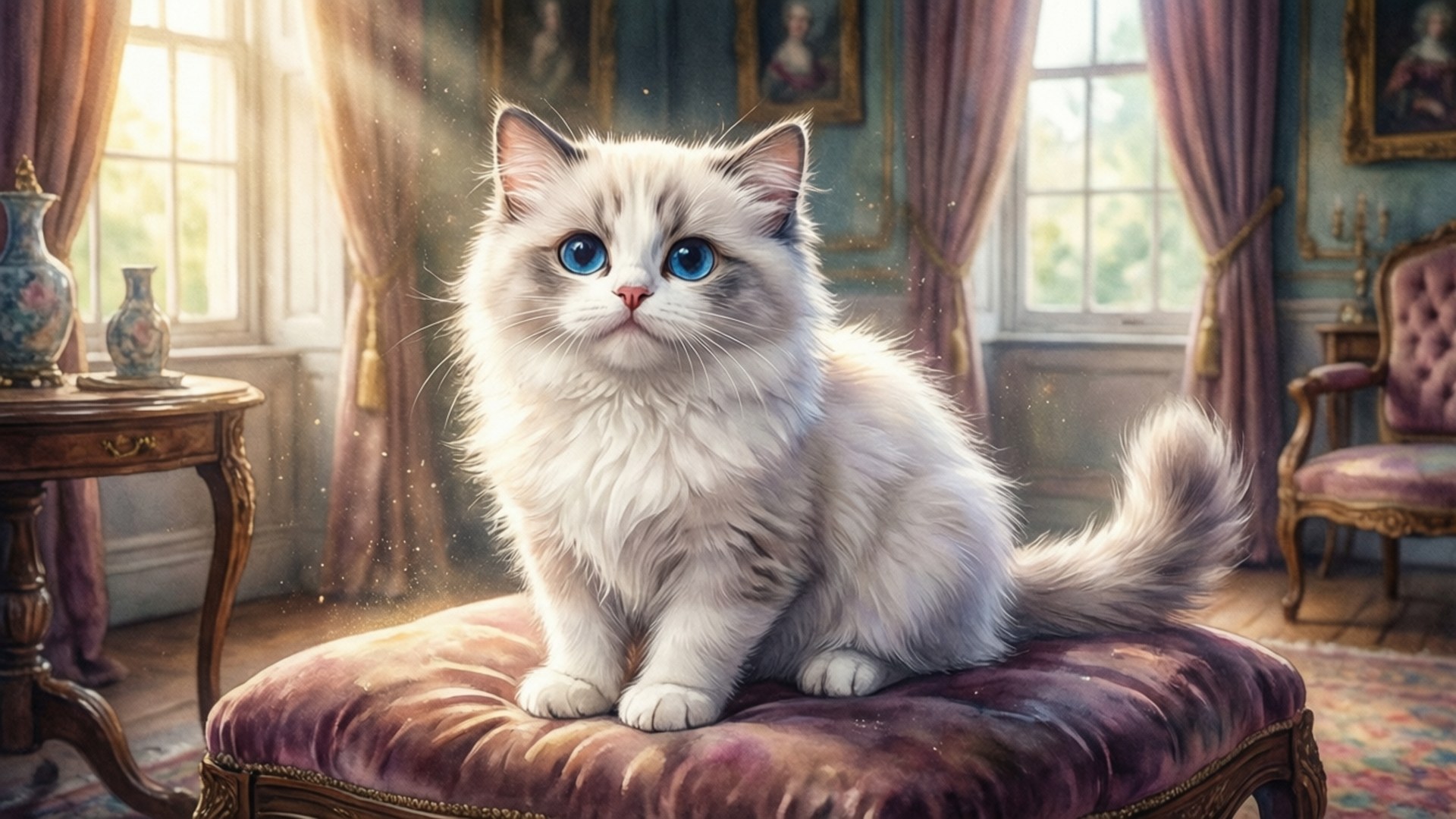 Коте в слънчева светлина Тапет