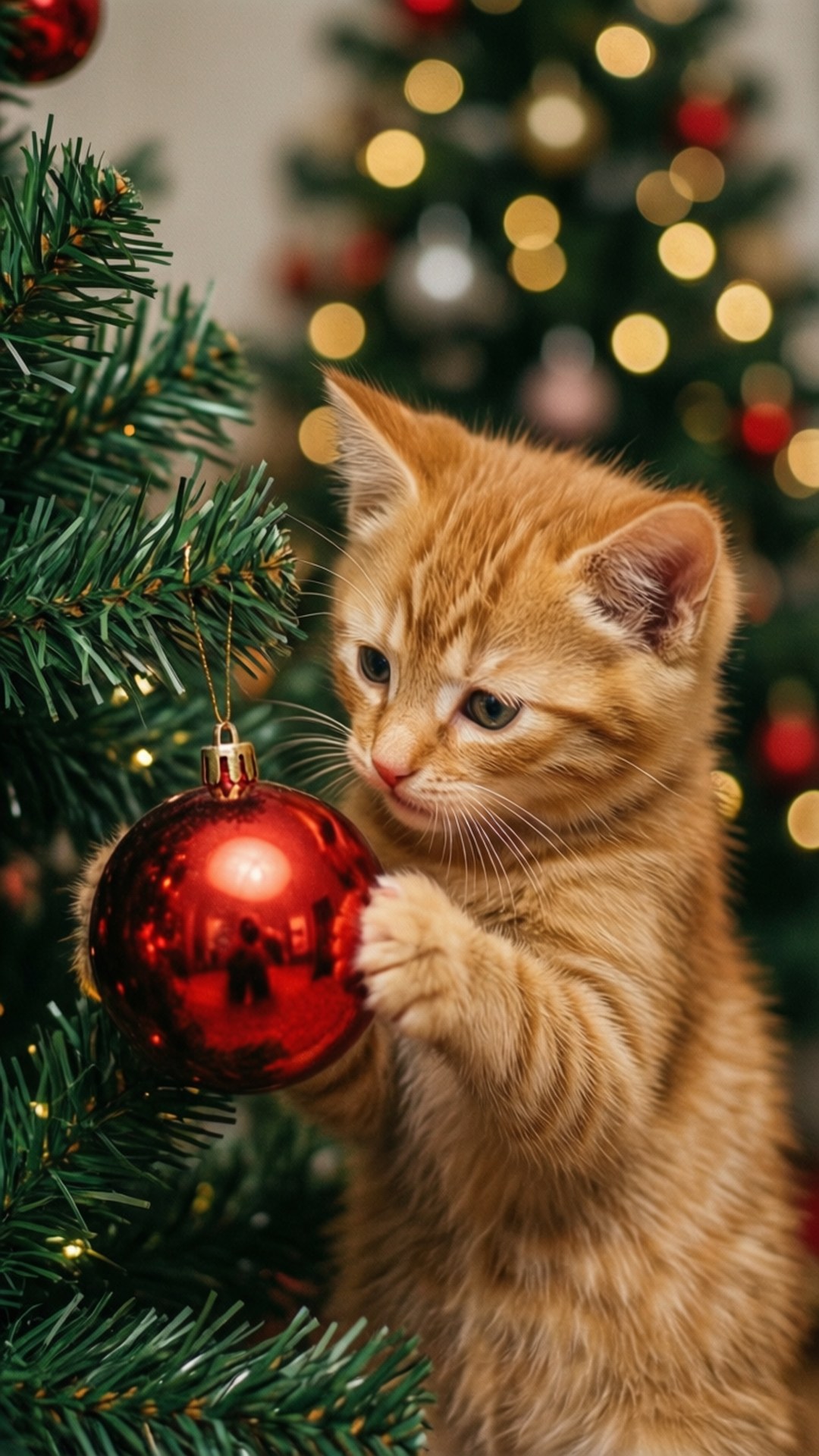 Коте и украса Тапет