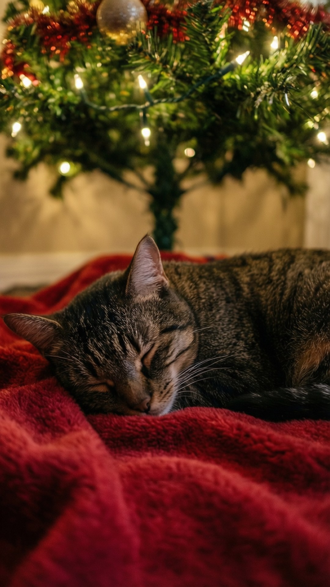 Котешка дрямка под дървото Тапет