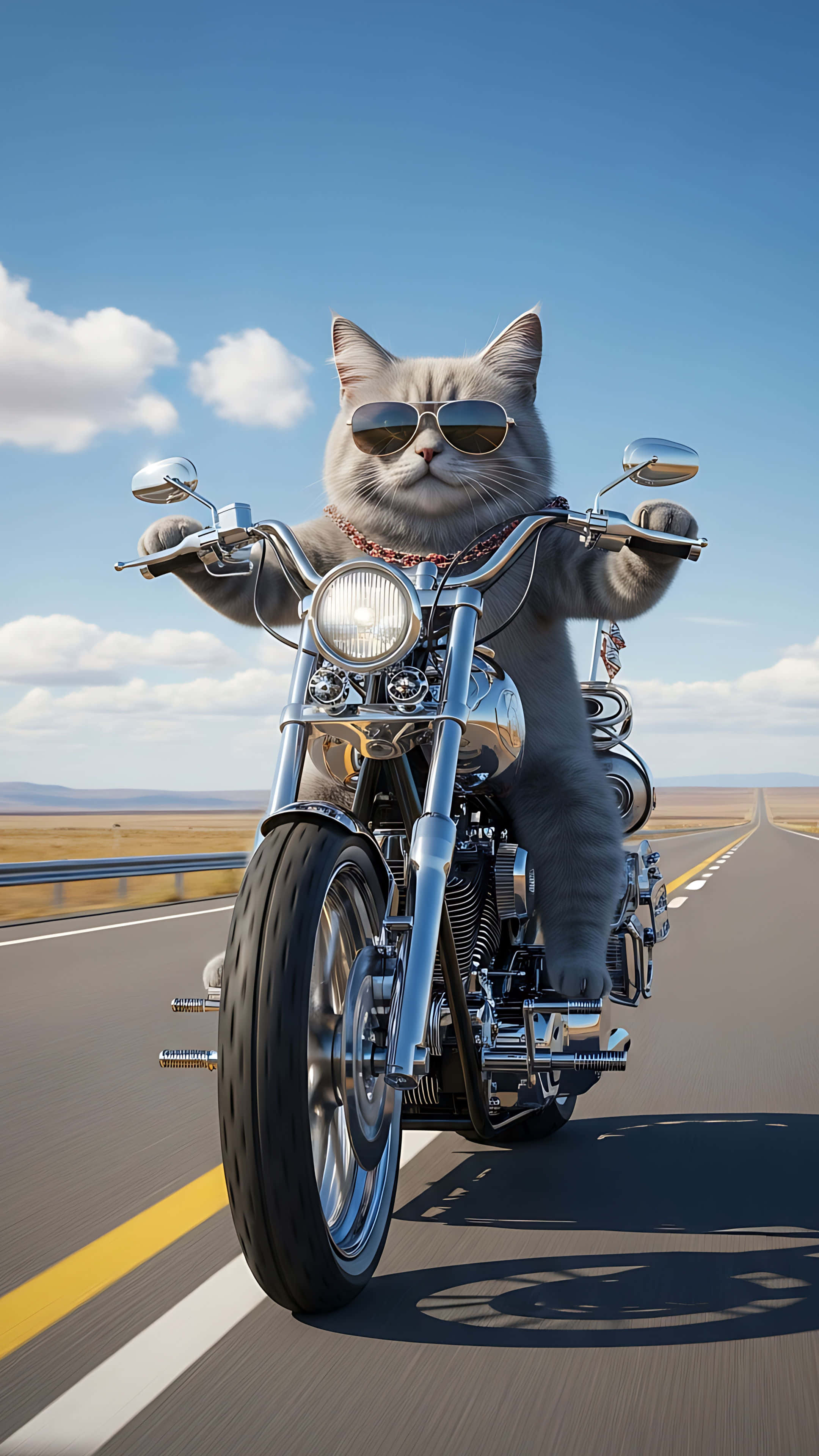 Котка мотоциклетист Тапет