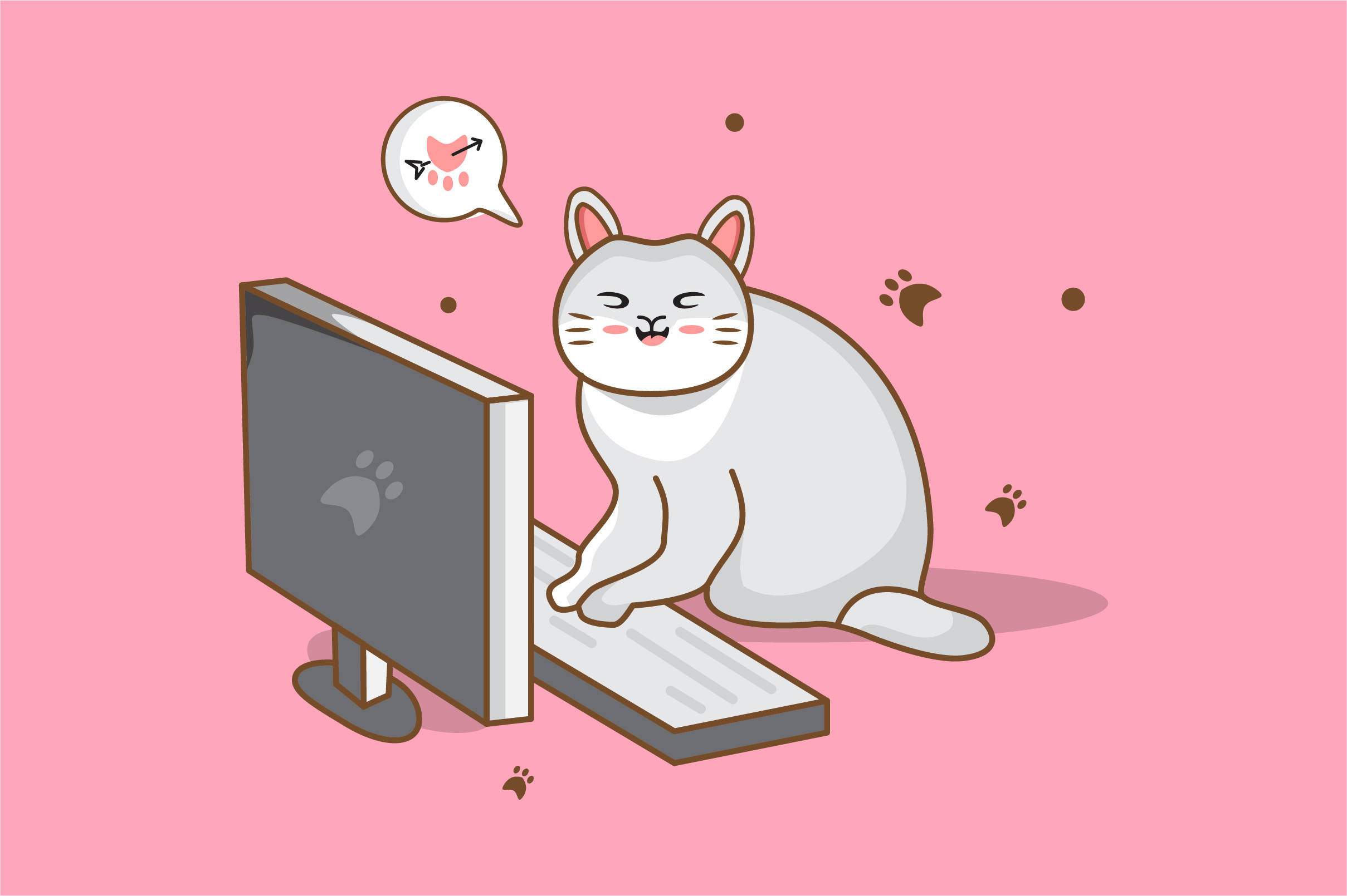 Котка на компютърна клавиатура Тапет