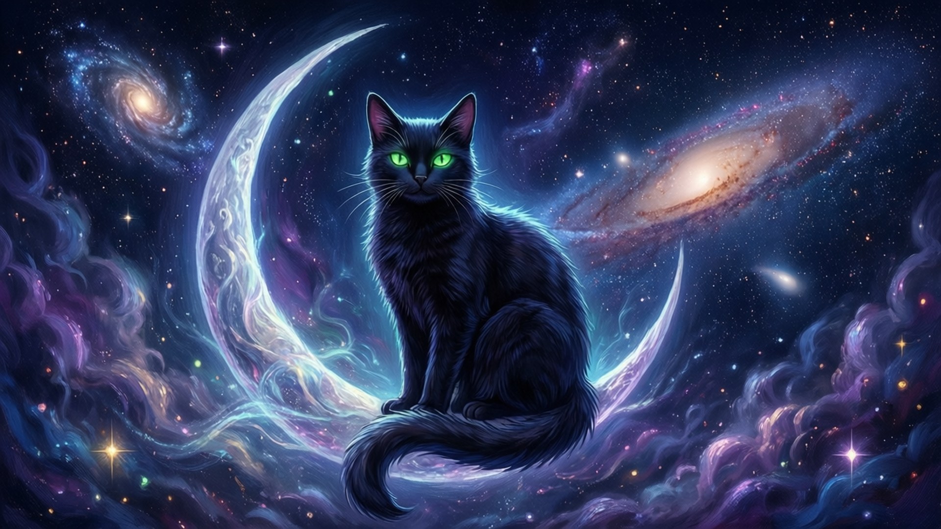 Котка под лунна светлина Тапет