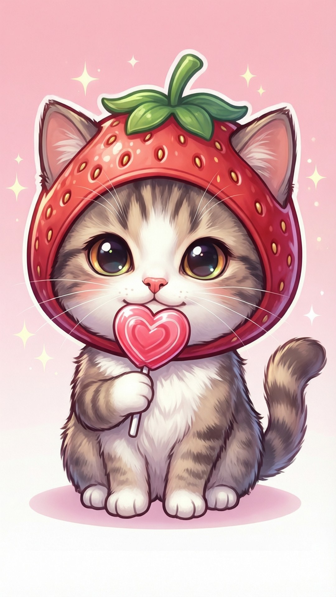 Котка с ягода и близалка Тапет