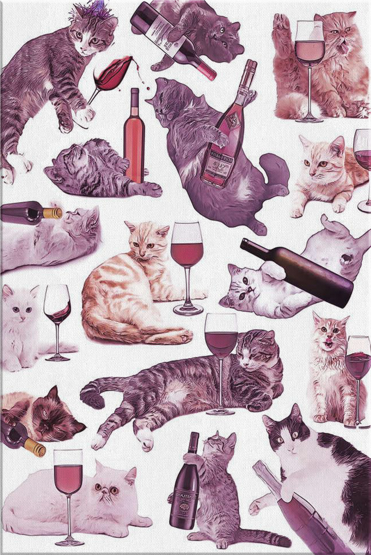 Котки и вино шарка Тапет