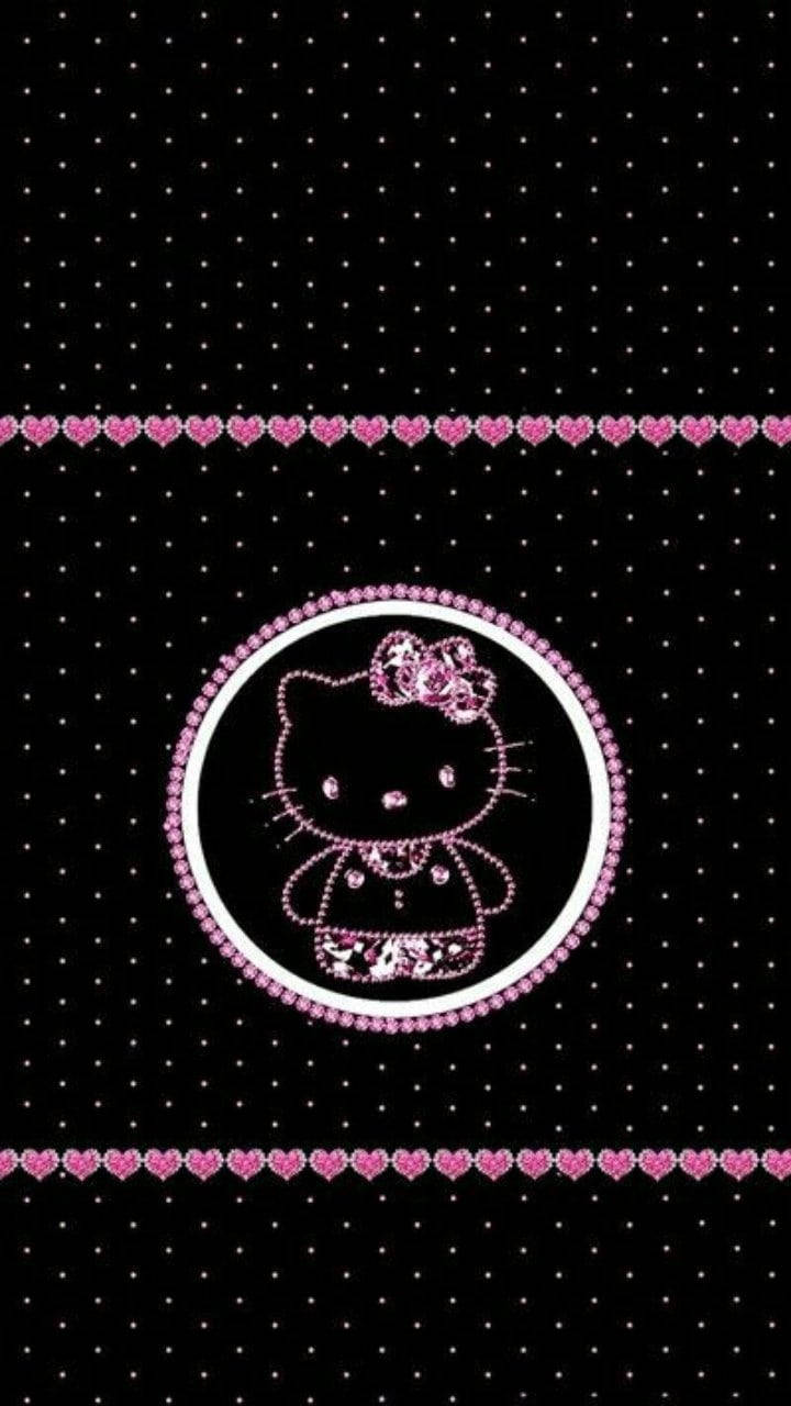 Красива точкова черна Hello Kitty Тапет