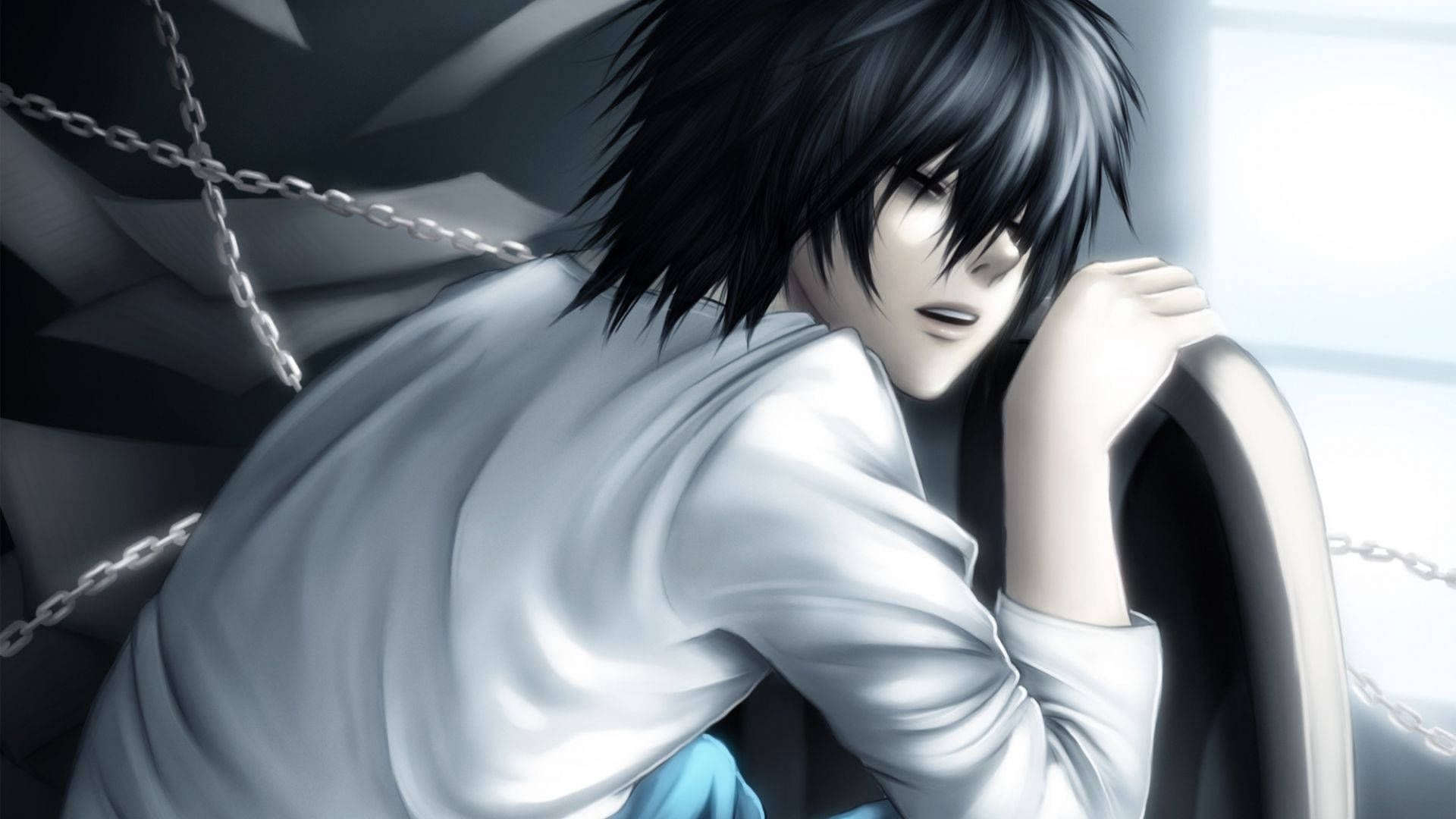 Аниме момче Л Лоулайт от Death Note спи тапет