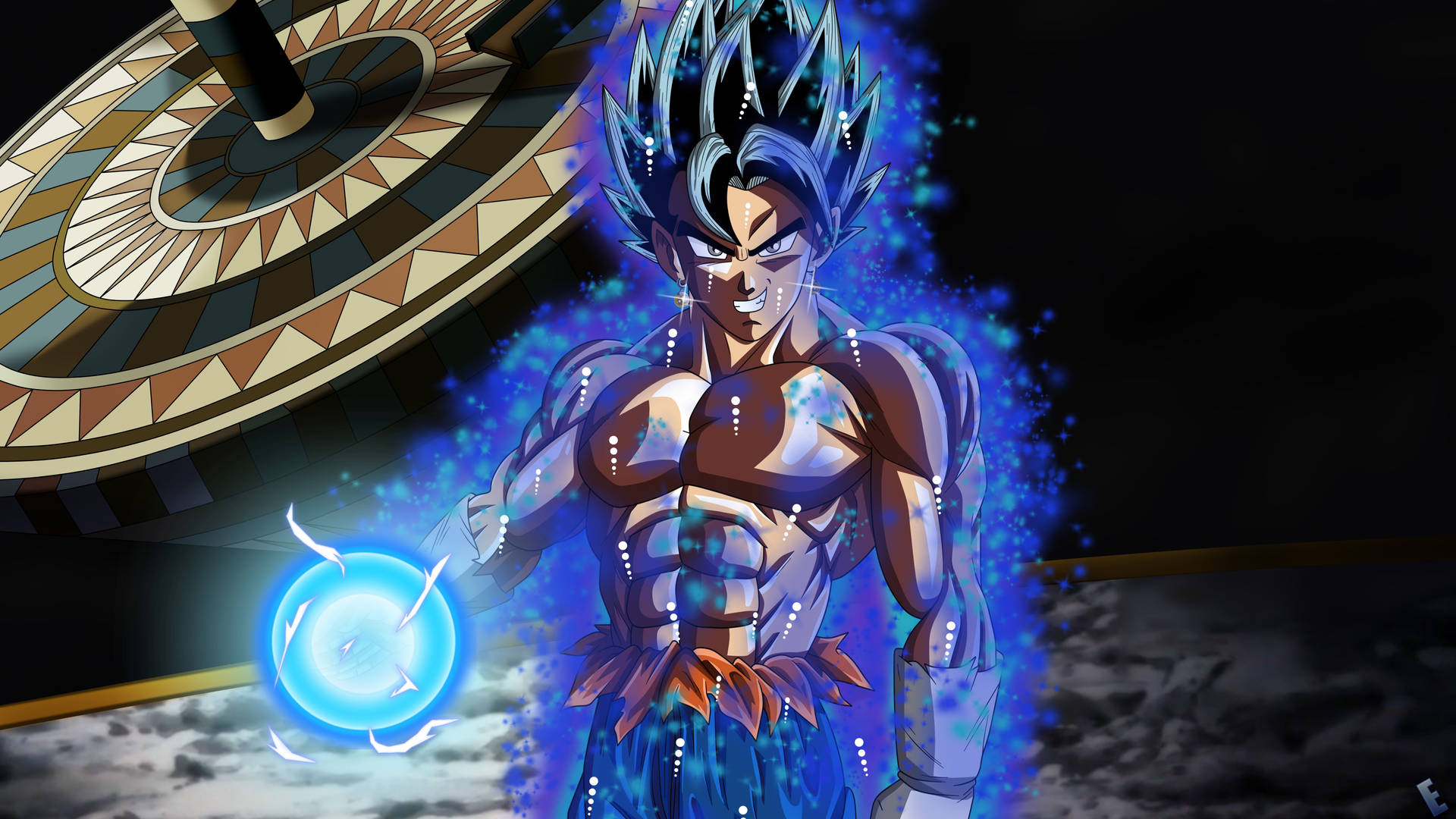 Dragon Ball Сан Гоку със синя коса супер броули и супер сайян аниме герой.