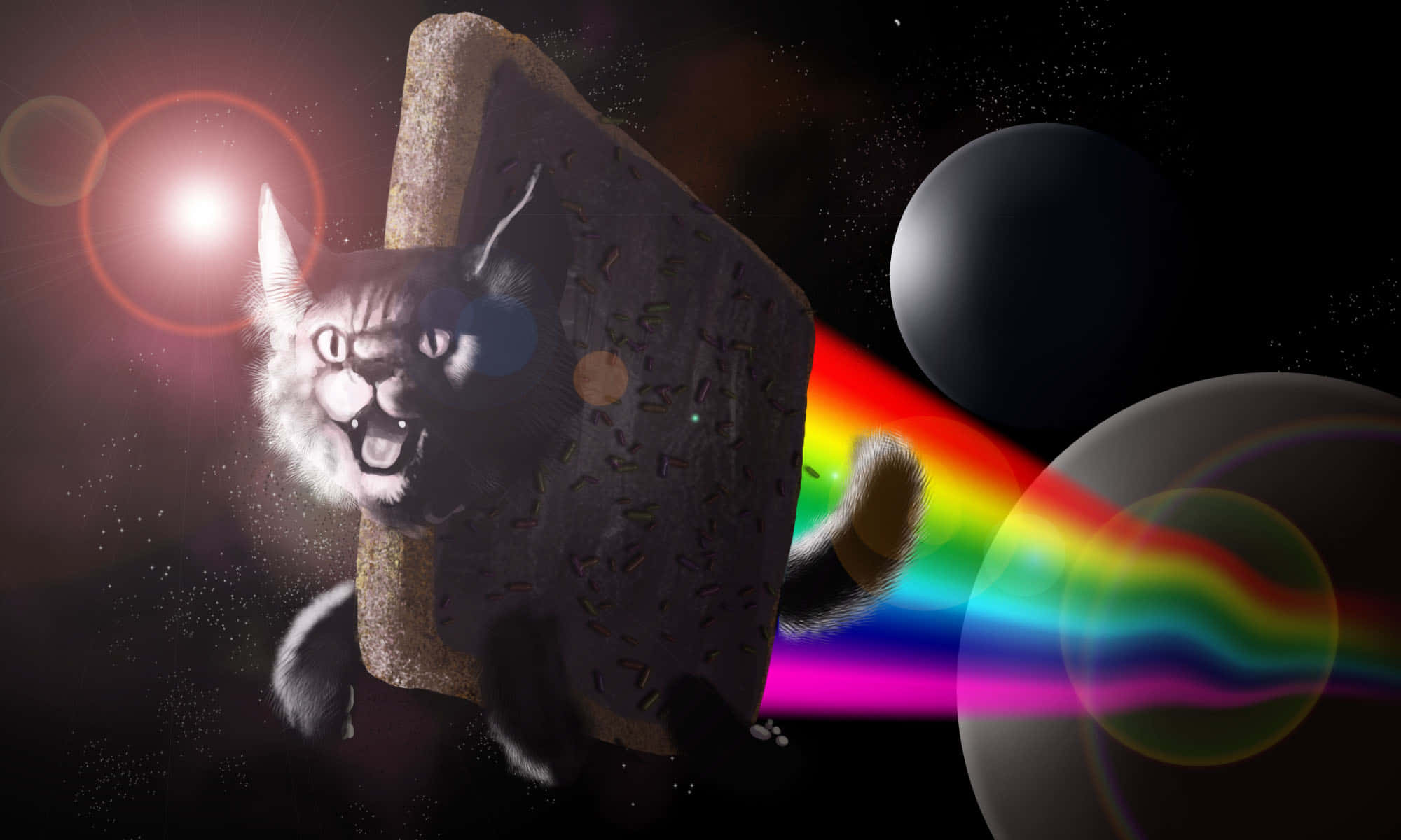 Летящ Nyan Cat мем лаптоп Тапет