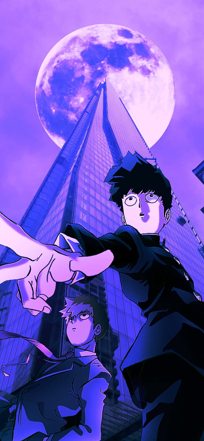 Лилава картина Mob Psycho Тапет