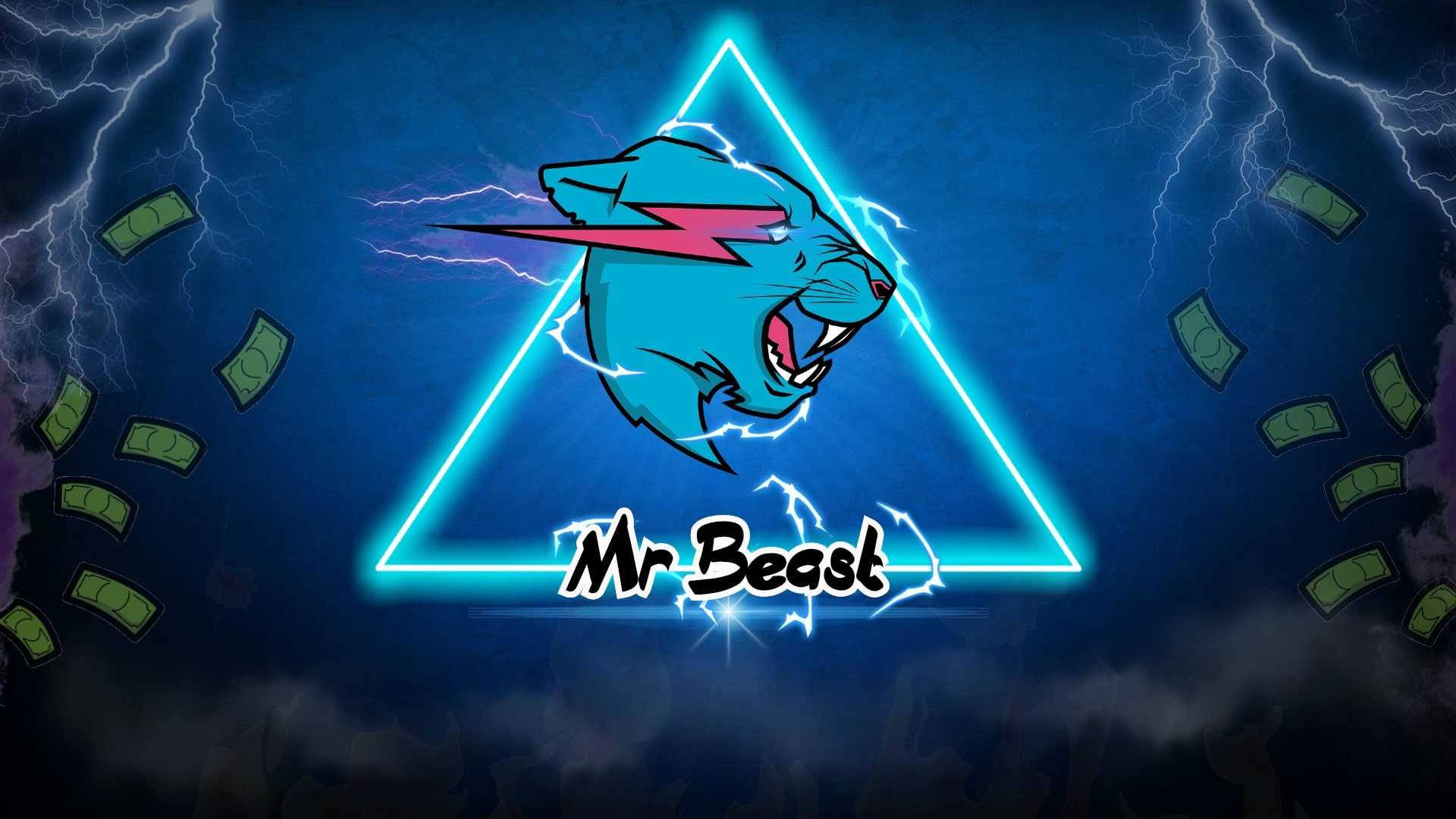 Лого на Mr Beast с неонов триъгълник Тапет