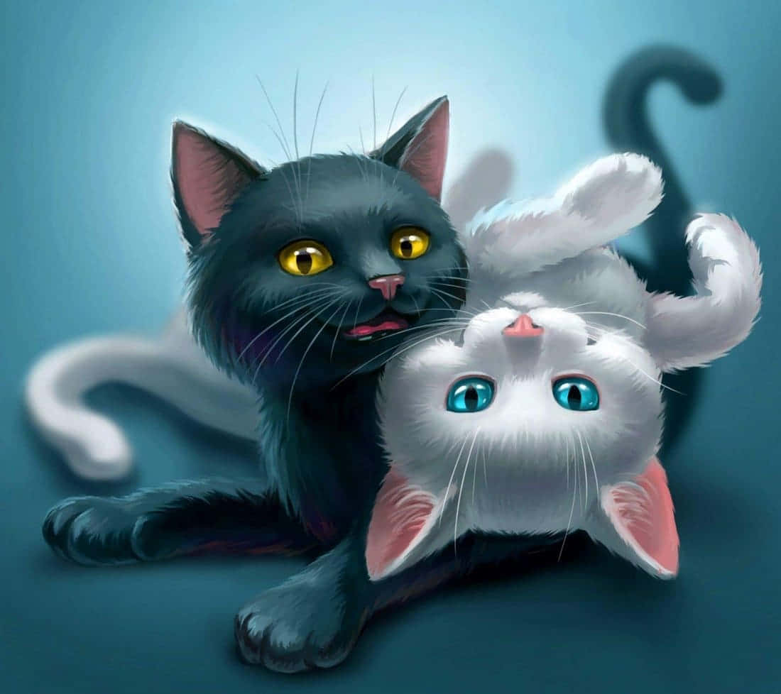 Любопитна аниме котка Тапет
