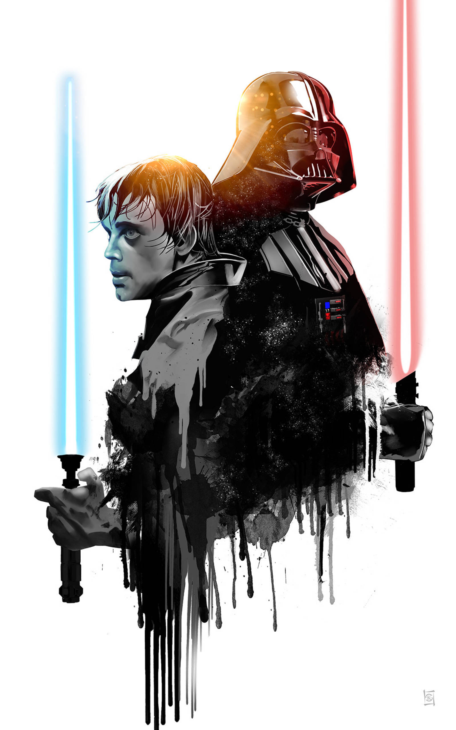 Люк Скайуокър и Дарт Вейдер Star Wars таблет Тапет