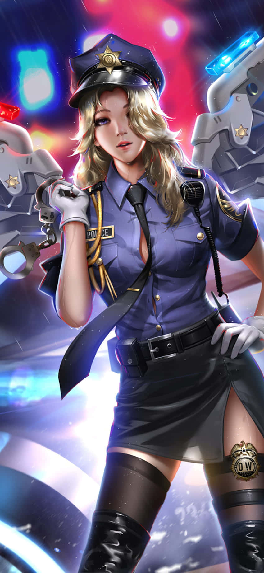Mercy полицейска униформа iPhone XS Overwatch фон Тапет