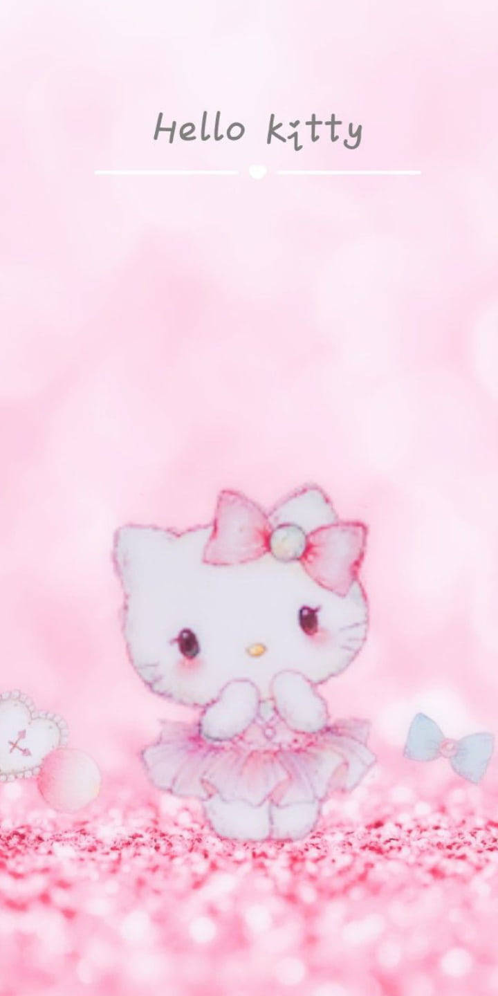 Мечтателен розов фон с Hello Kitty на размазан фон Тапет