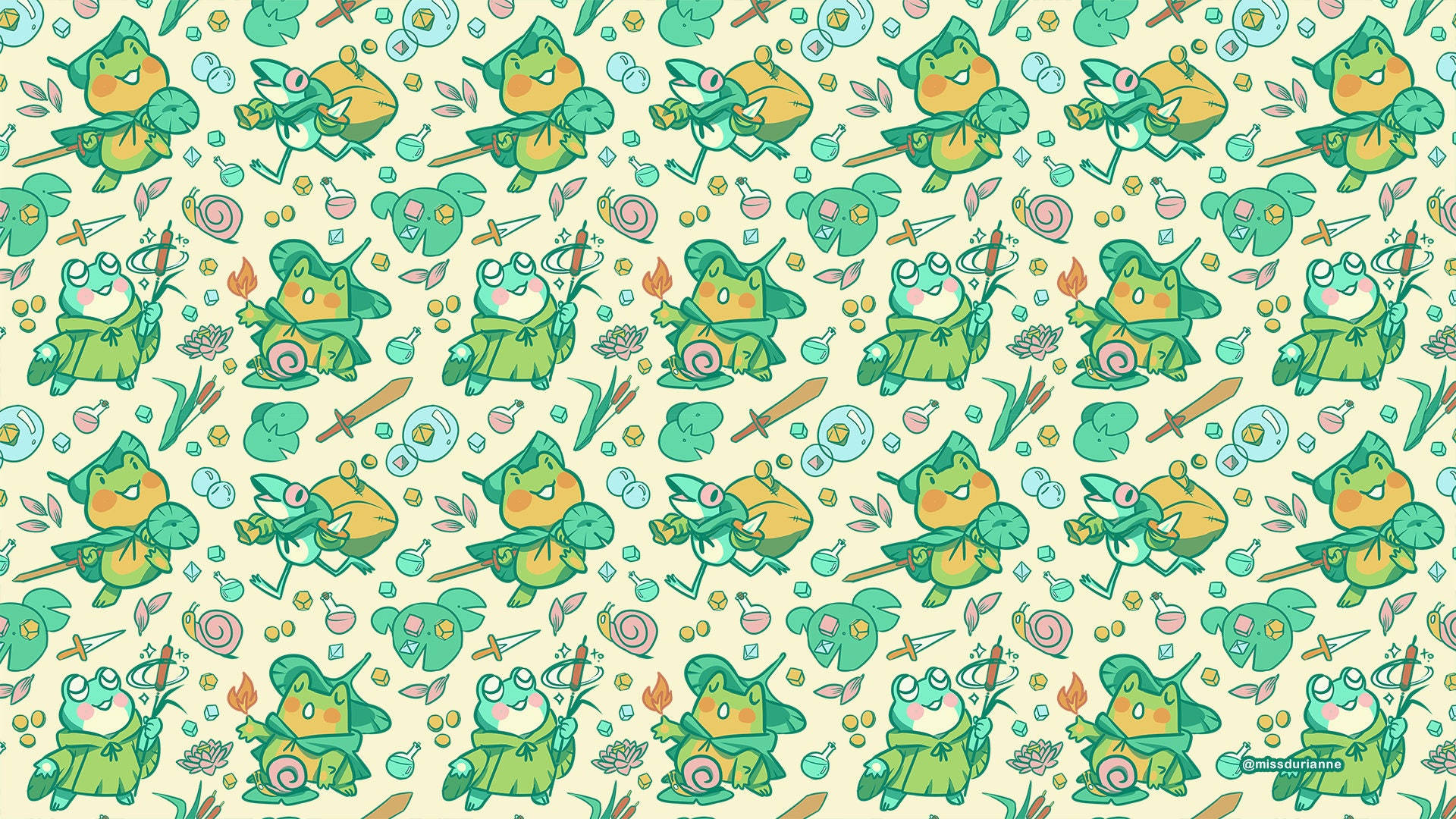 Модел с кавай жаби Тапет