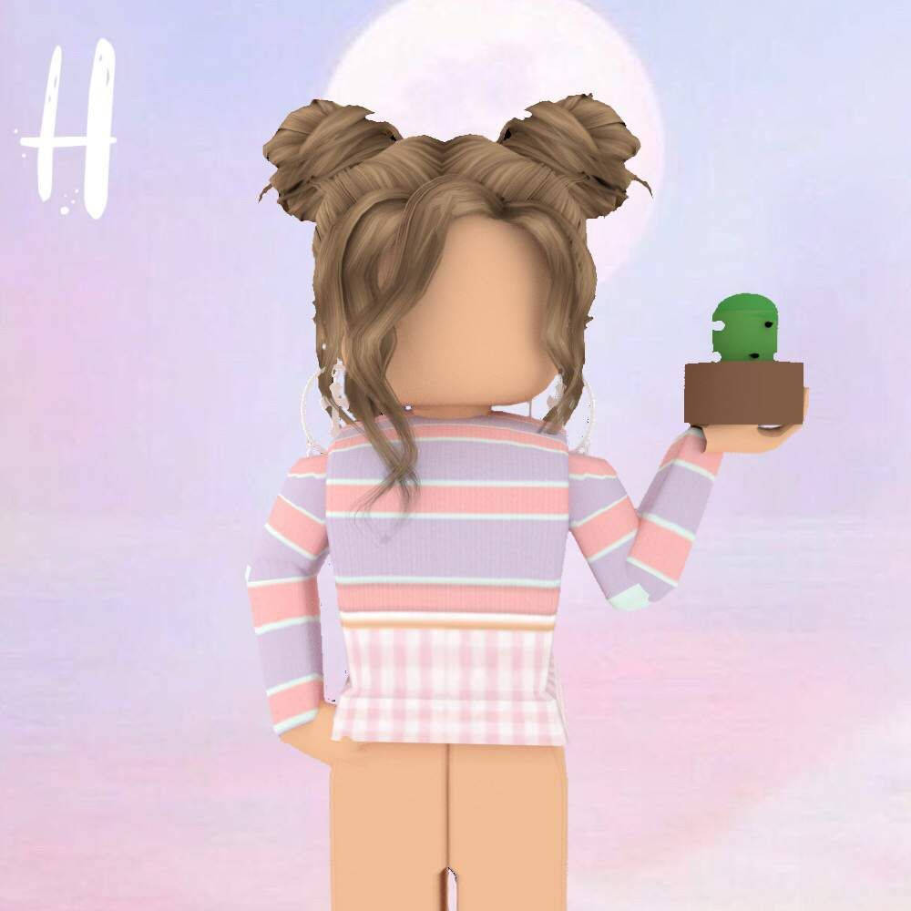 Момиче от Roblox с сукулентно растение Тапет