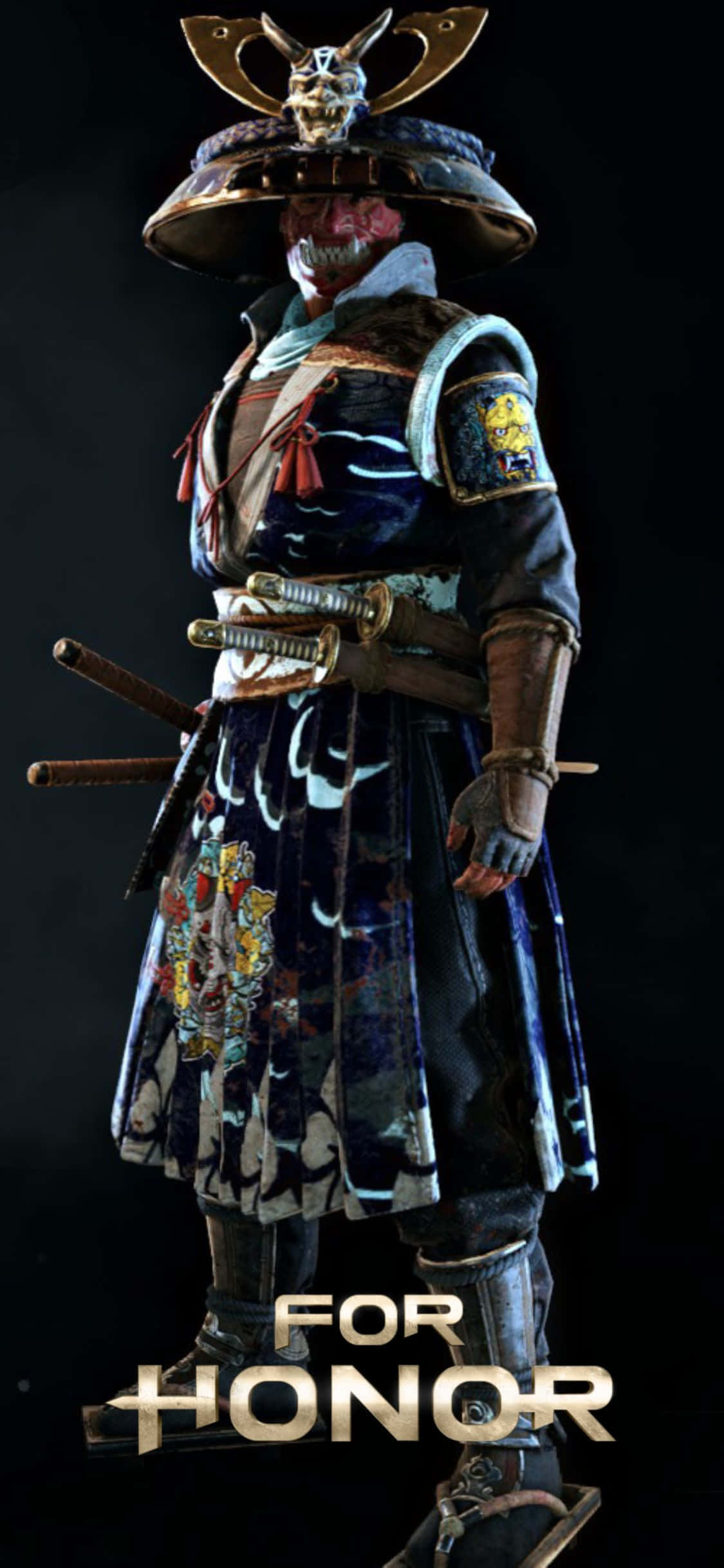 мъж в самурайски костюм с думите for honor Тапет