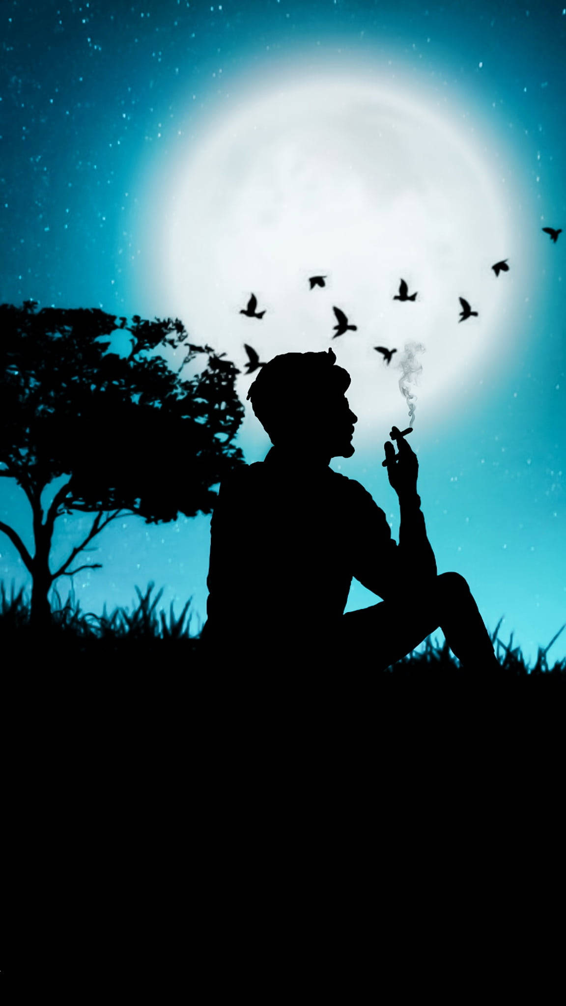 Мъж пуши сам Тапет
