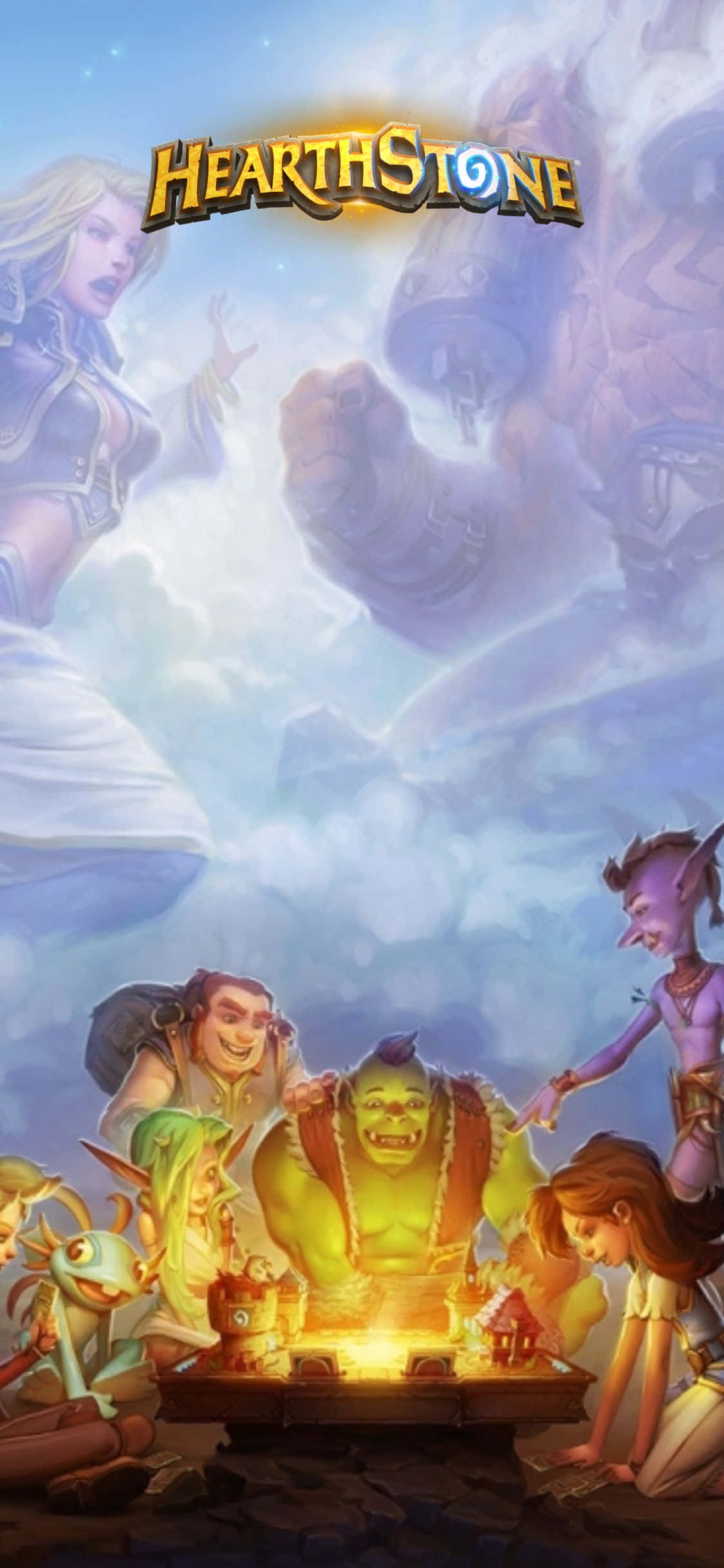 Надпис: Включете се в епични битки с тапет Hearthstone за iPhone XS Тапет