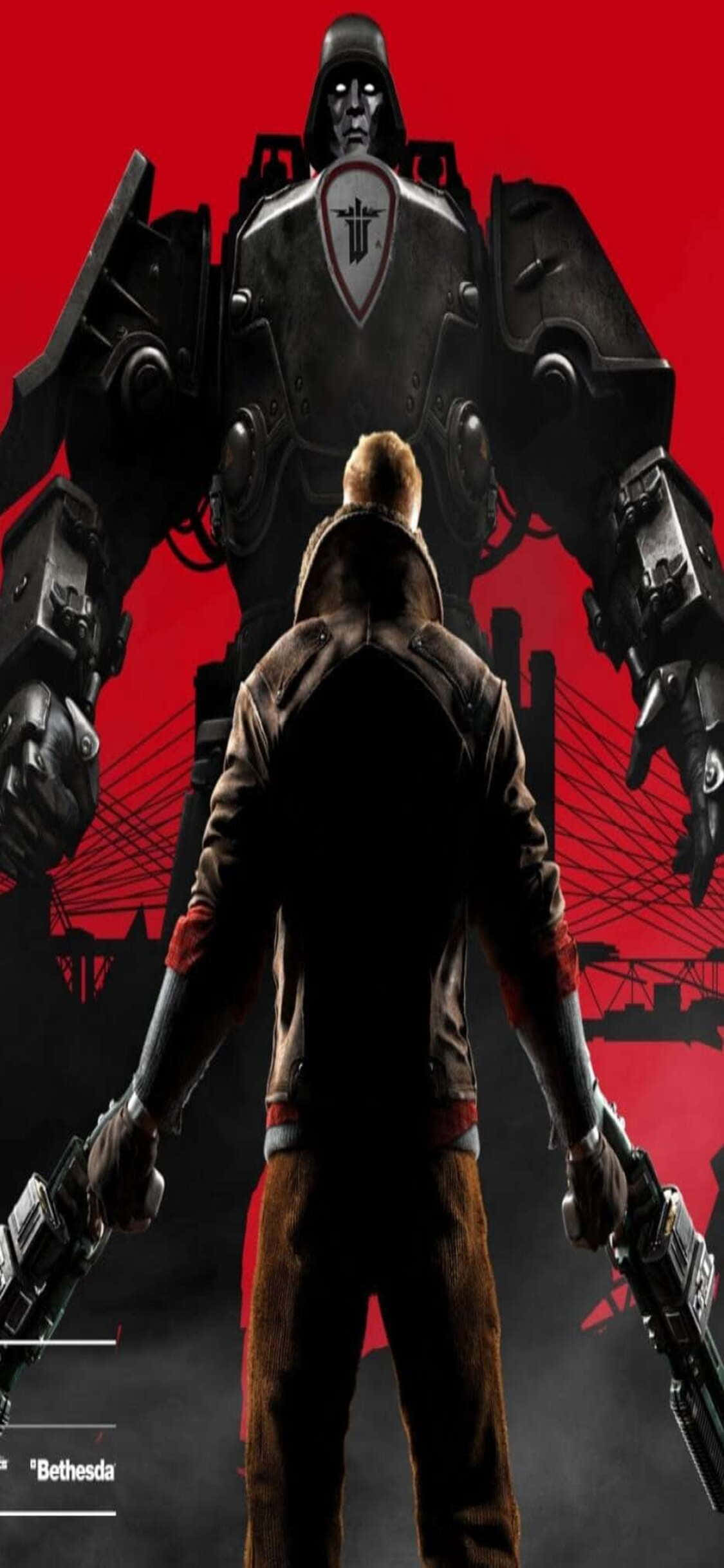 Наслади на пълно потапящо игрово изживяние с Wolfenstein II на последния iPhone Xs Тапет