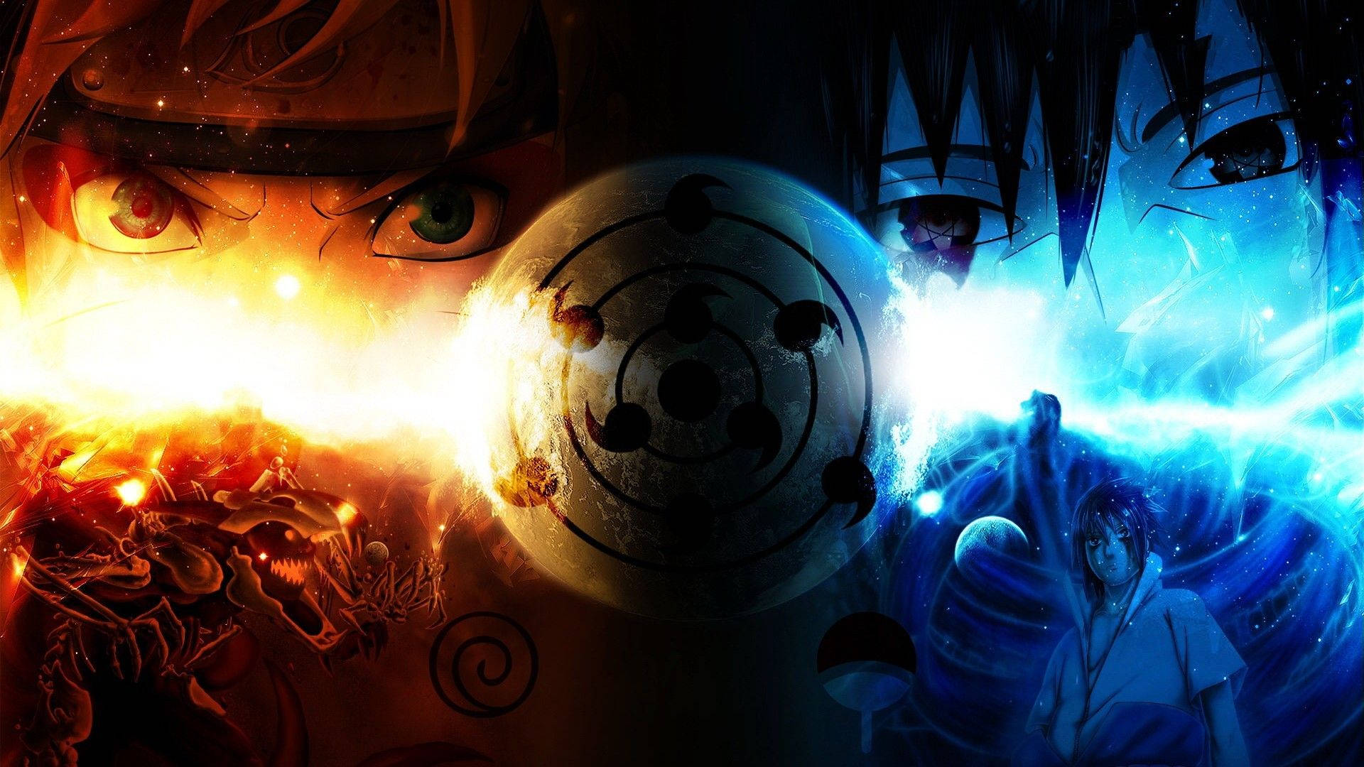 Невероятни Наруто и Саске със Шаринган Тапет