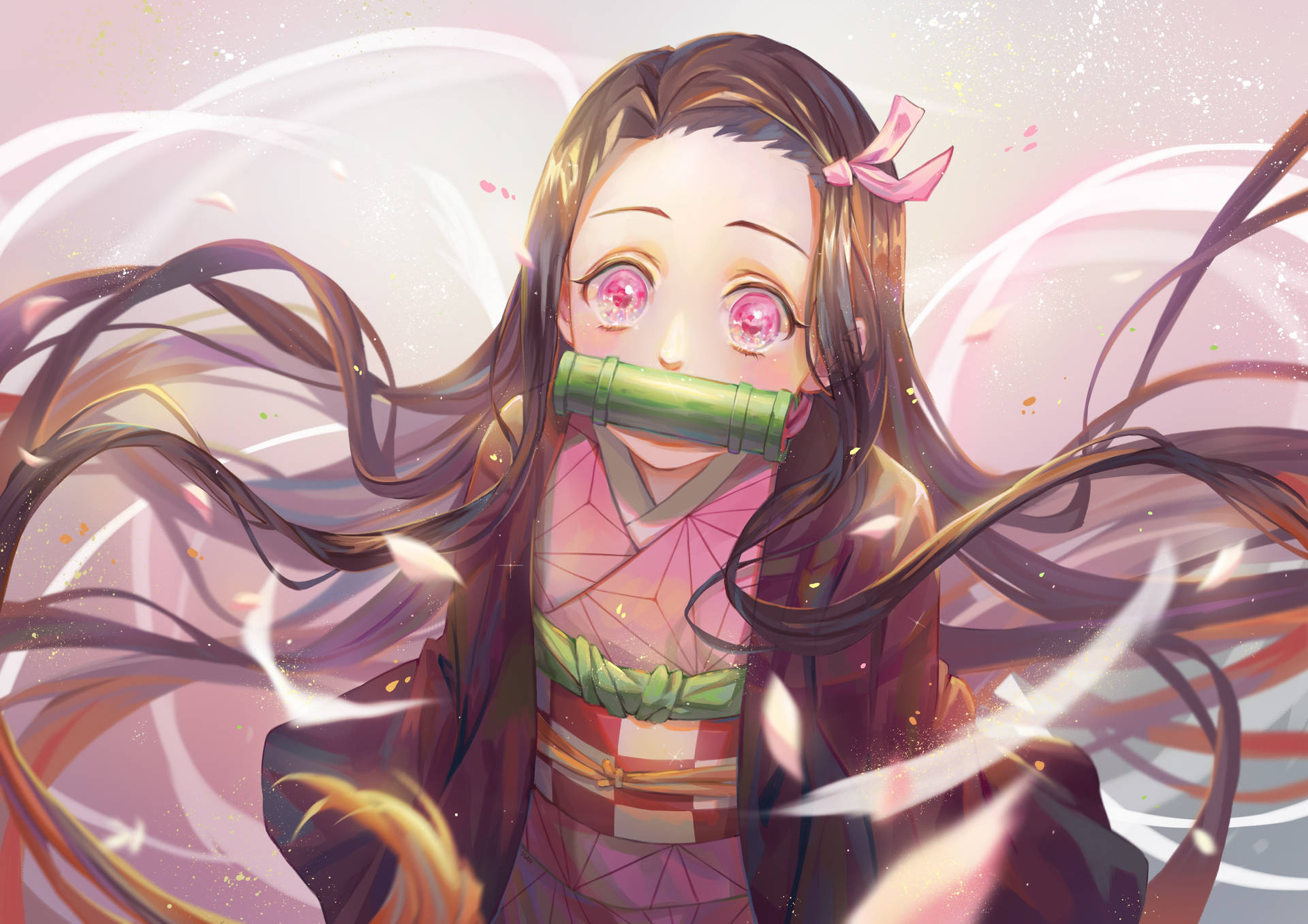 Demon Slayer 4k Незuko сладък тапет