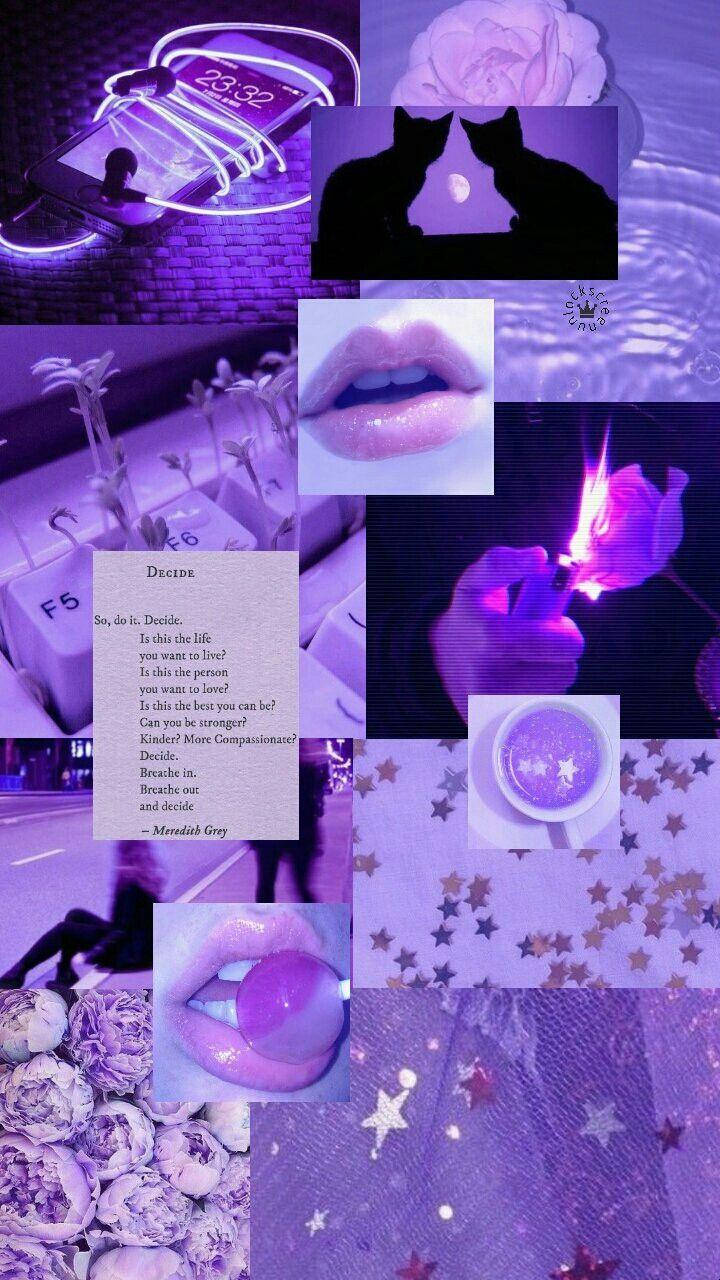 Неонова и пастелно лилава Tumblr колаж Тапет
