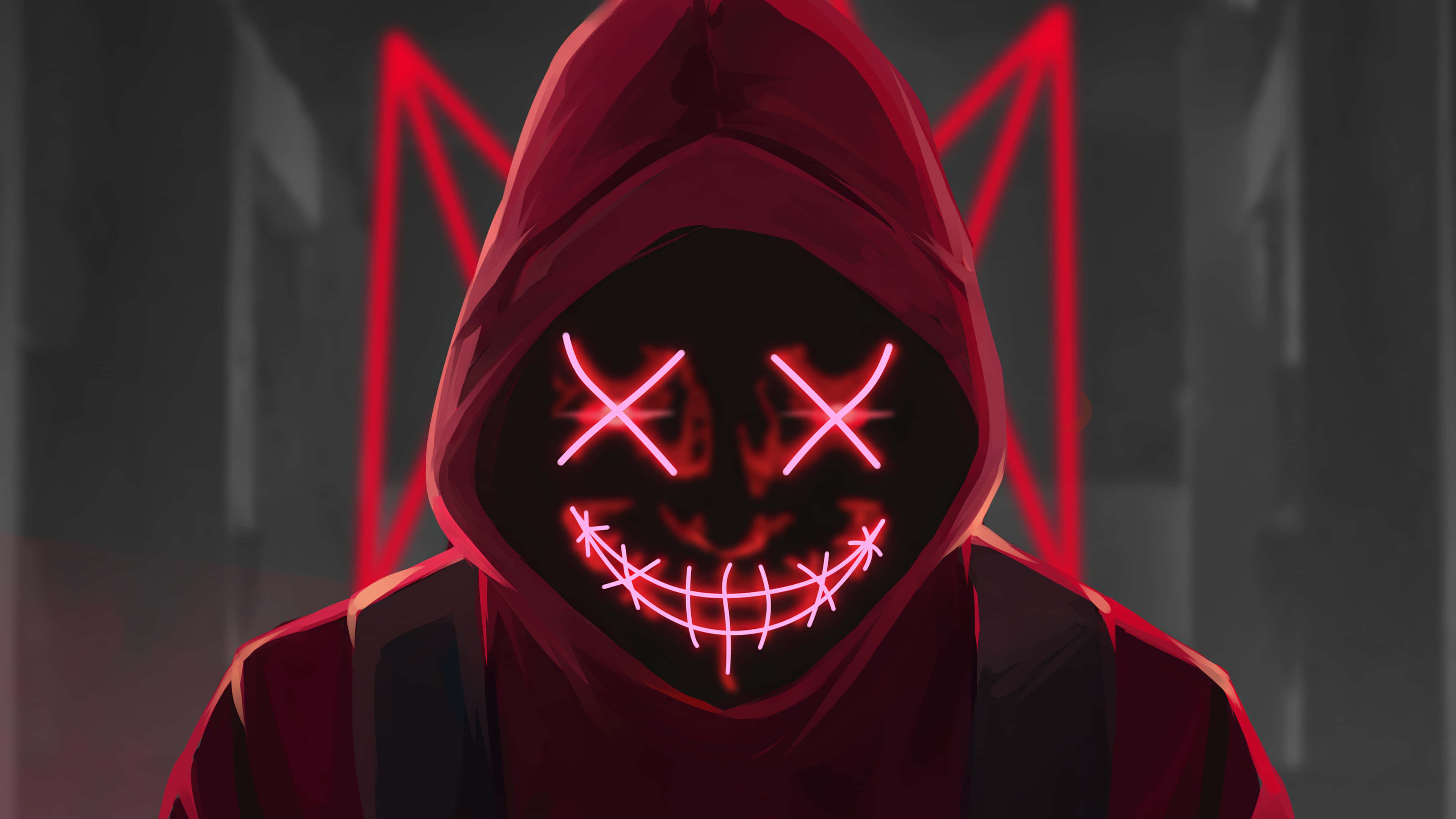 Неоново лице в червено PFP Тапет