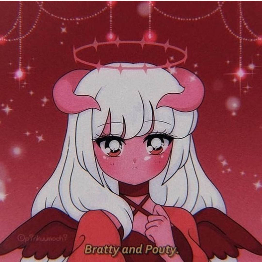 Непослушно и нацупено аниме момиче дяволче Discord PFP Тапет