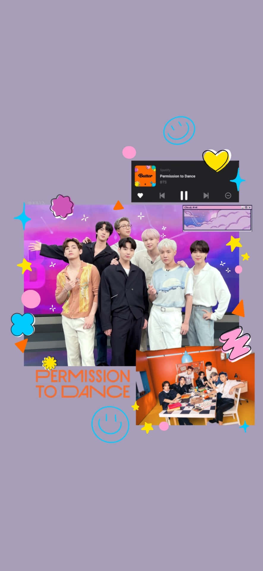 Обложка на дебютния албум „Permission to Dance“ от BTS Тапет