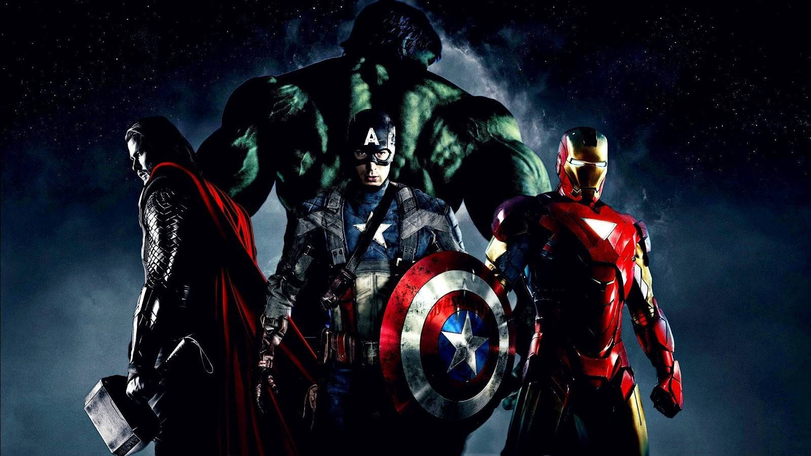 Marvel супергерои Хълк, Тор, Капитан Америка и Железния човек.